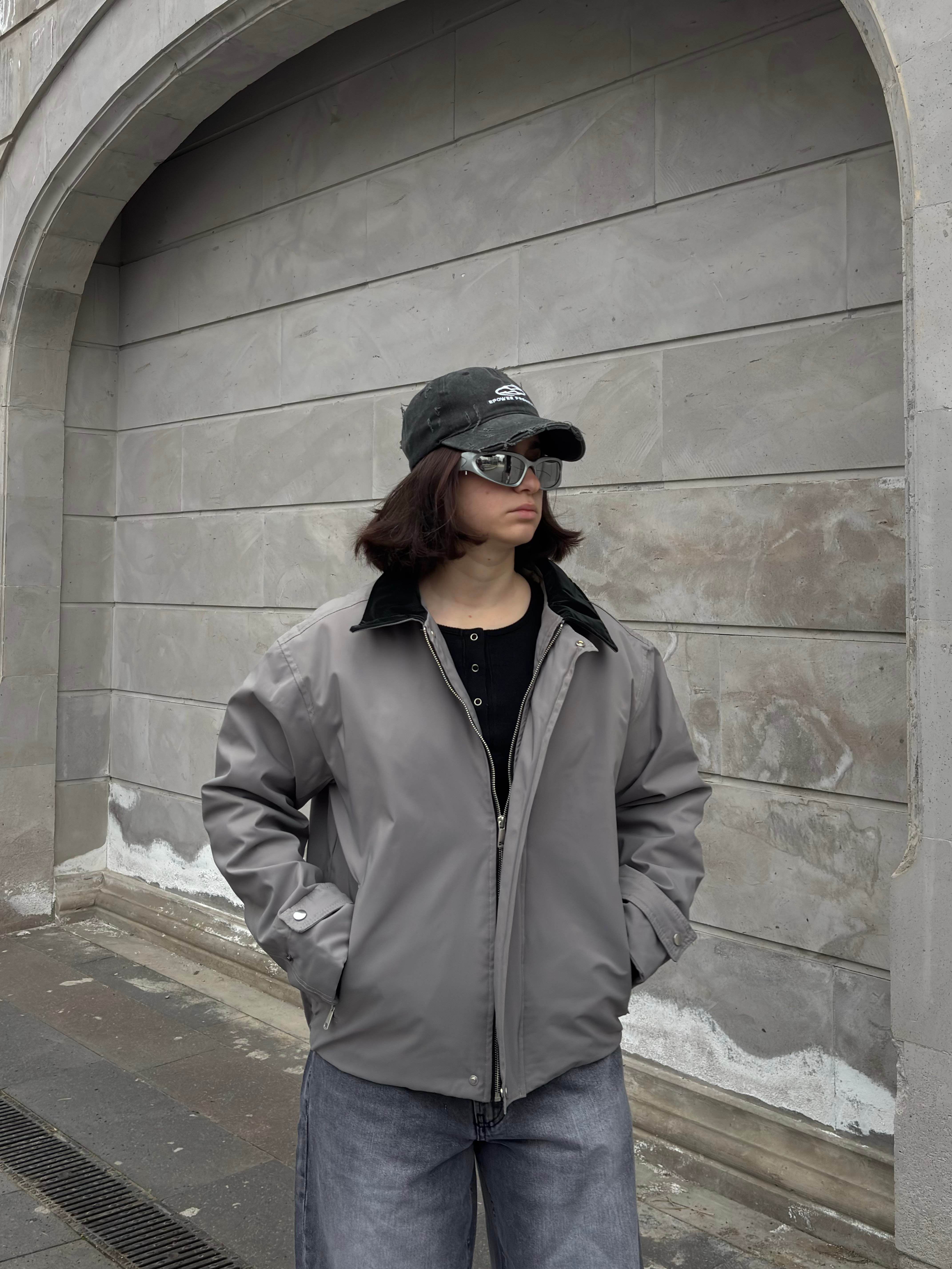 Premium Grey Hafif Dolgulu Mevsimlik Urban Ceket