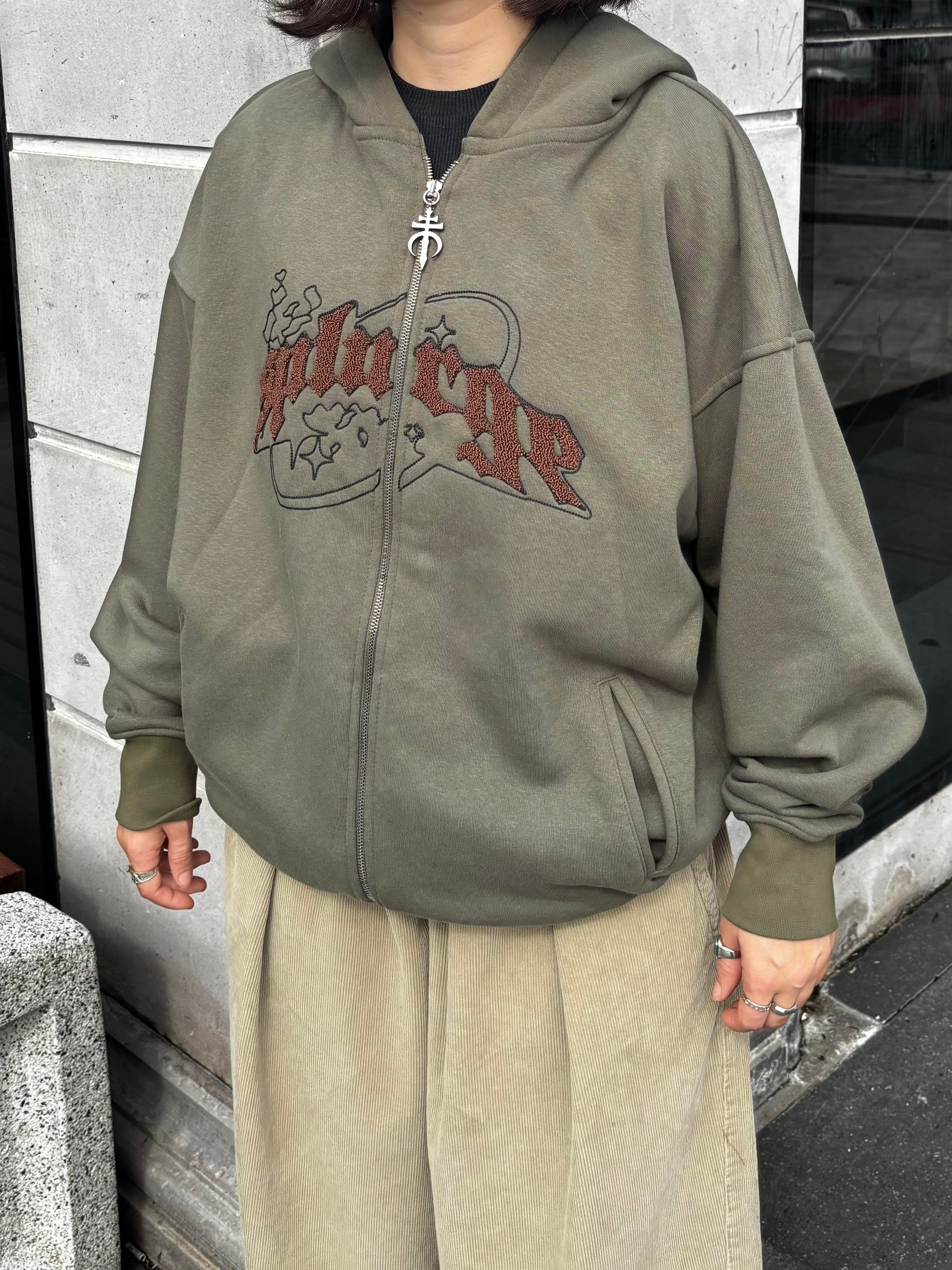 Premium Haki TP Nakışlı Zipper Oversized Hoodie  (matt-0001168)