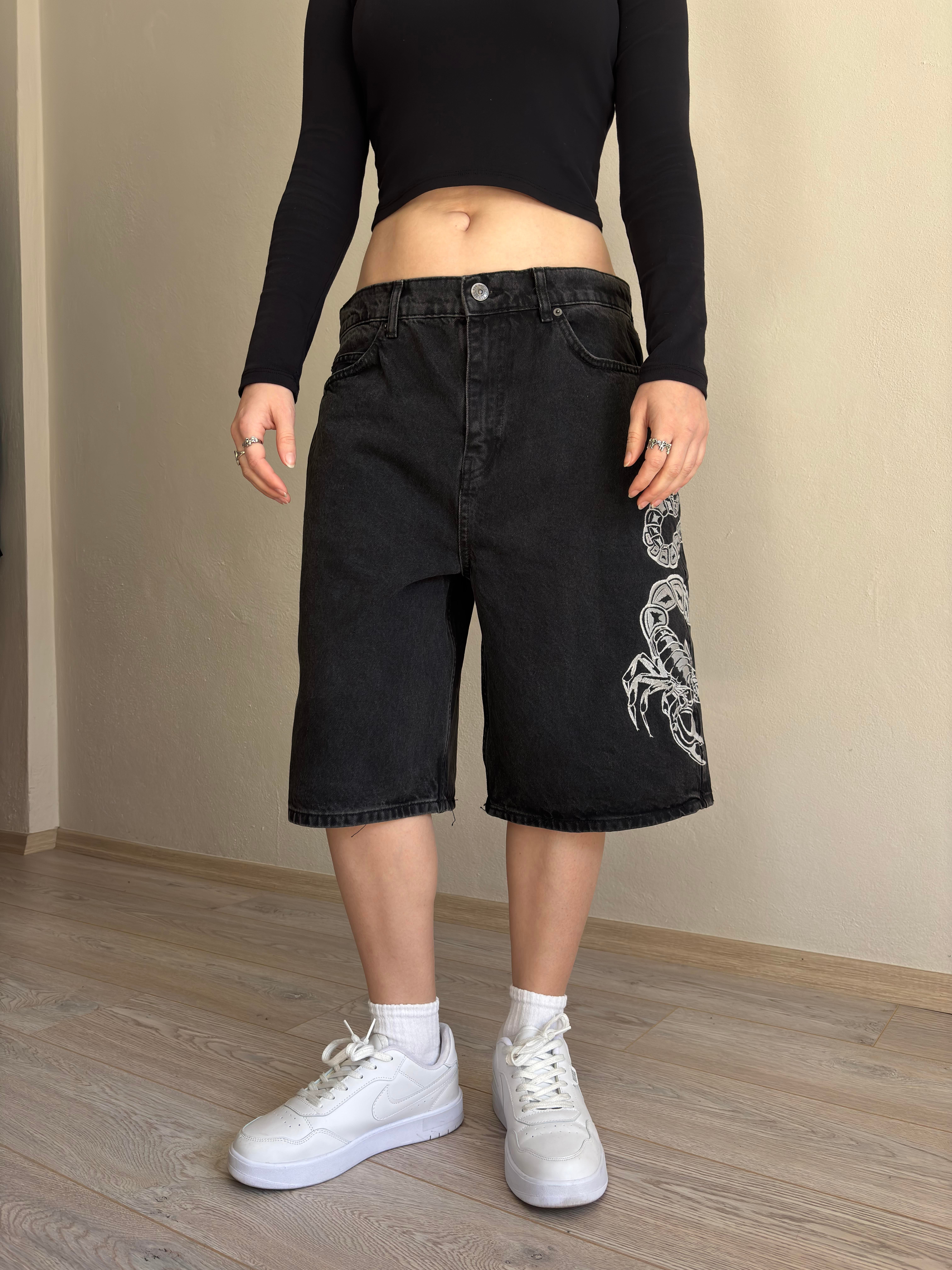 Premium Jack Washed Black Scorpion Denim Jorts