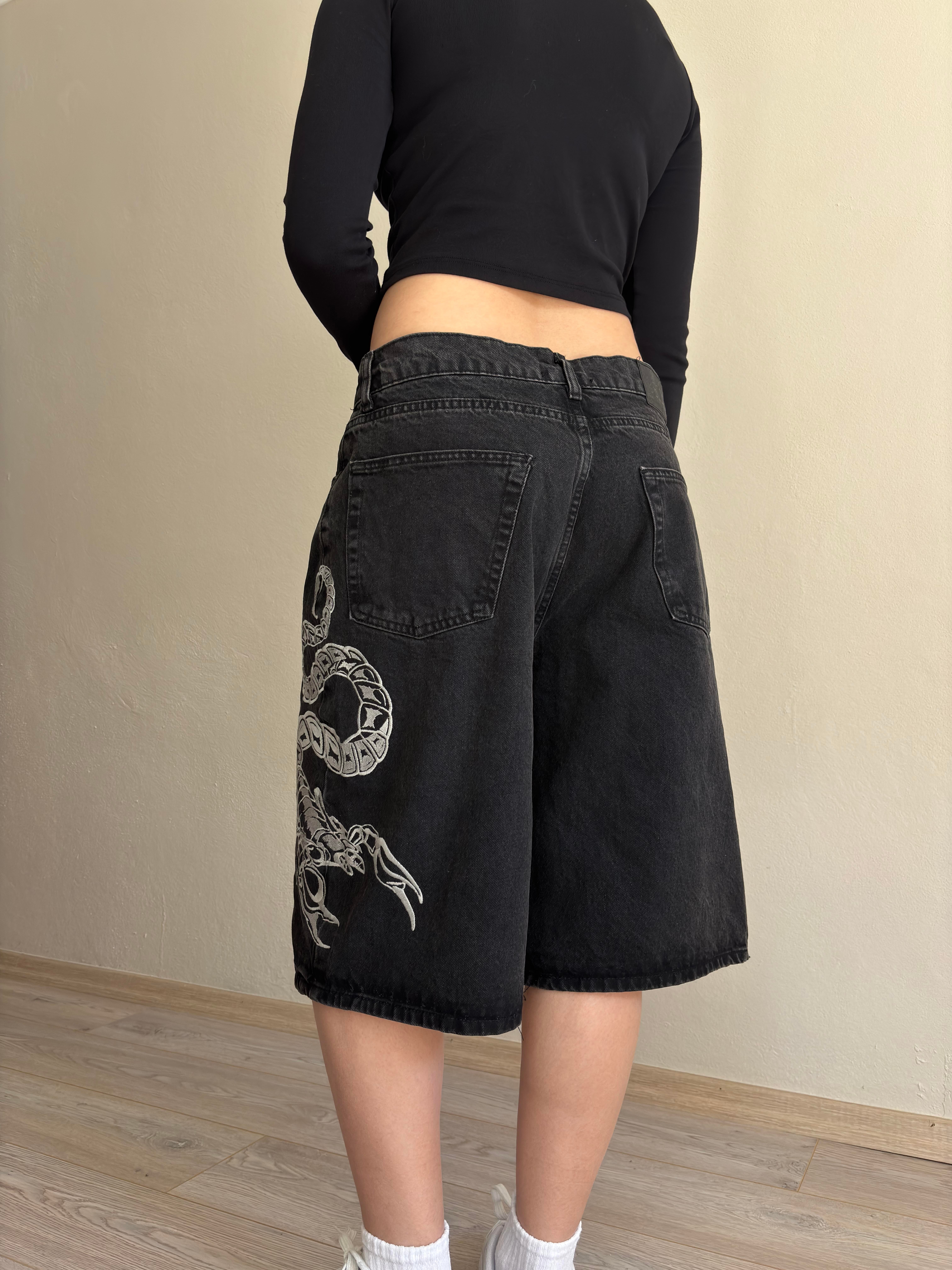 Premium Jack Washed Black Scorpion Denim Jorts