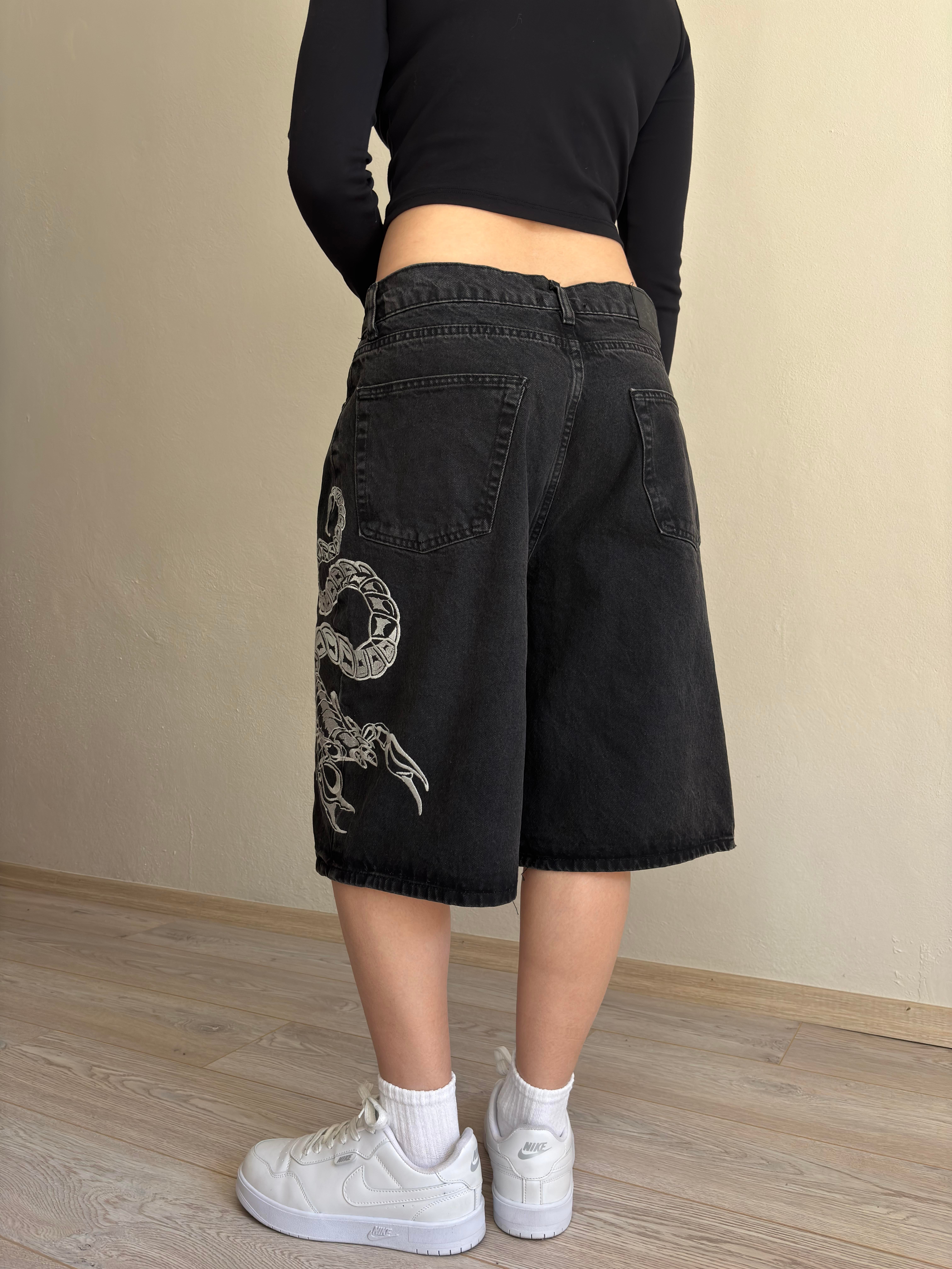 Premium Jack Washed Black Scorpion Denim Jorts