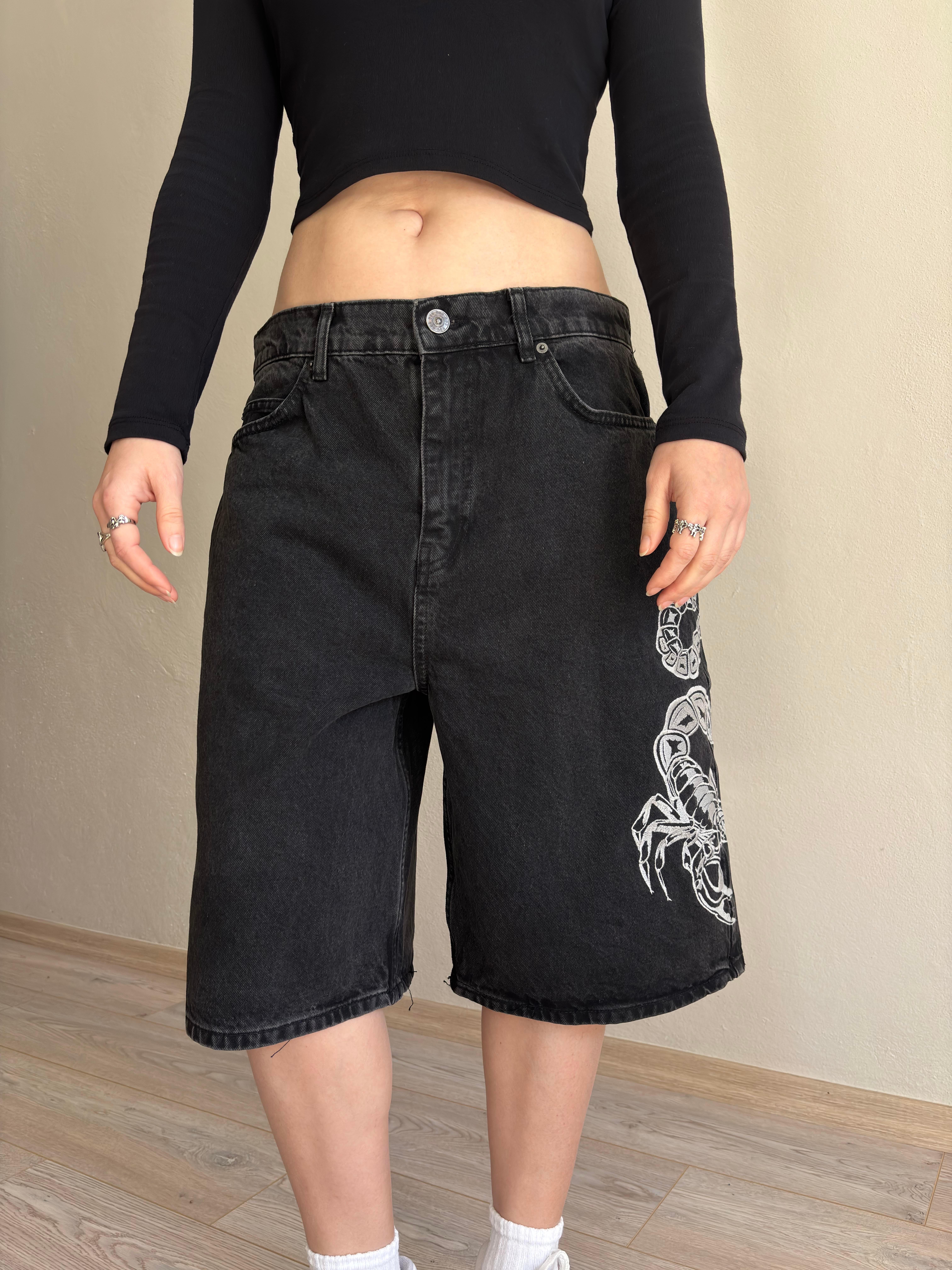 Premium Jack Washed Black Scorpion Denim Jorts