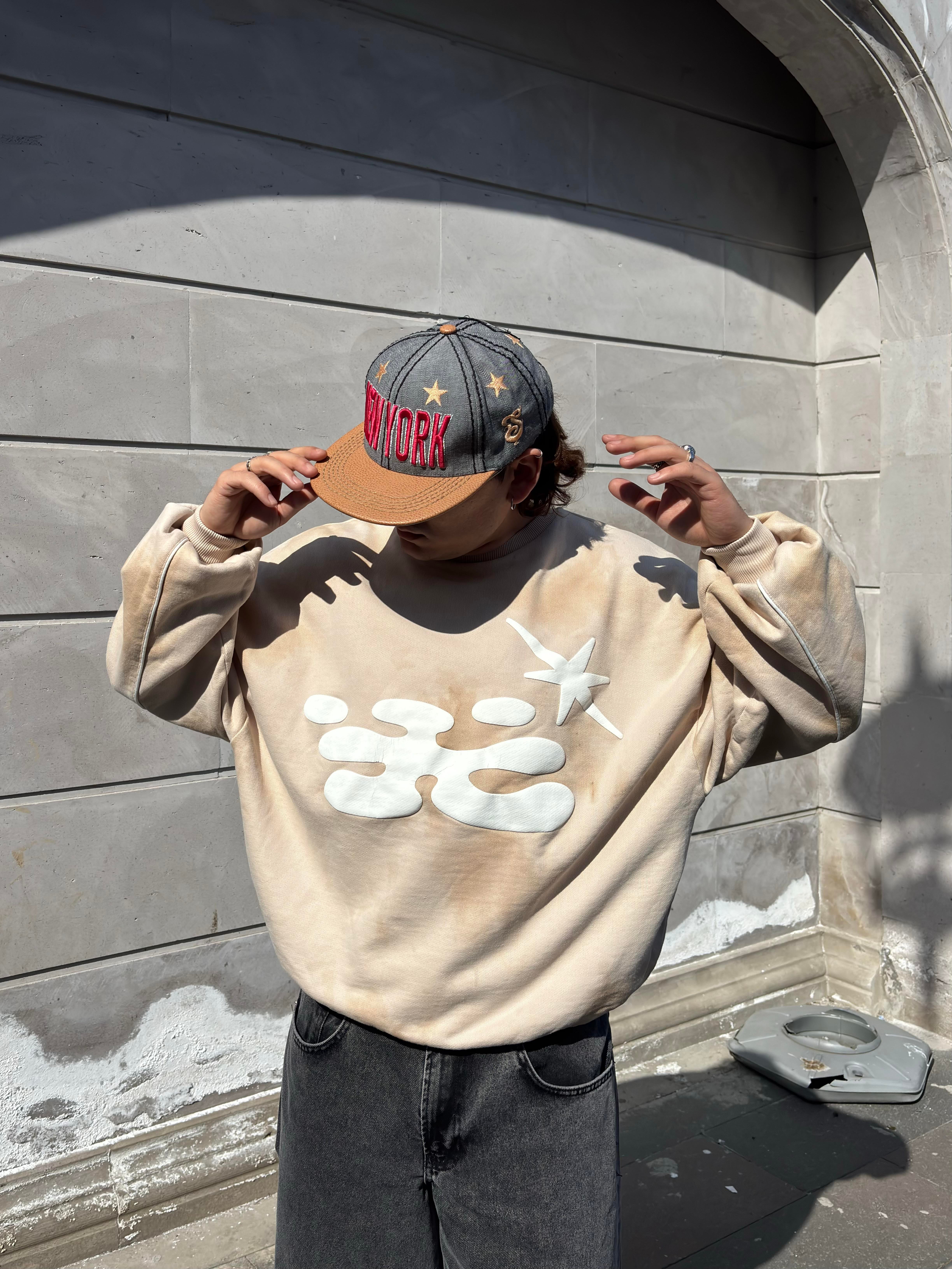 Premium Kabartmalı Baskı Form Extreme Oversize Sweat