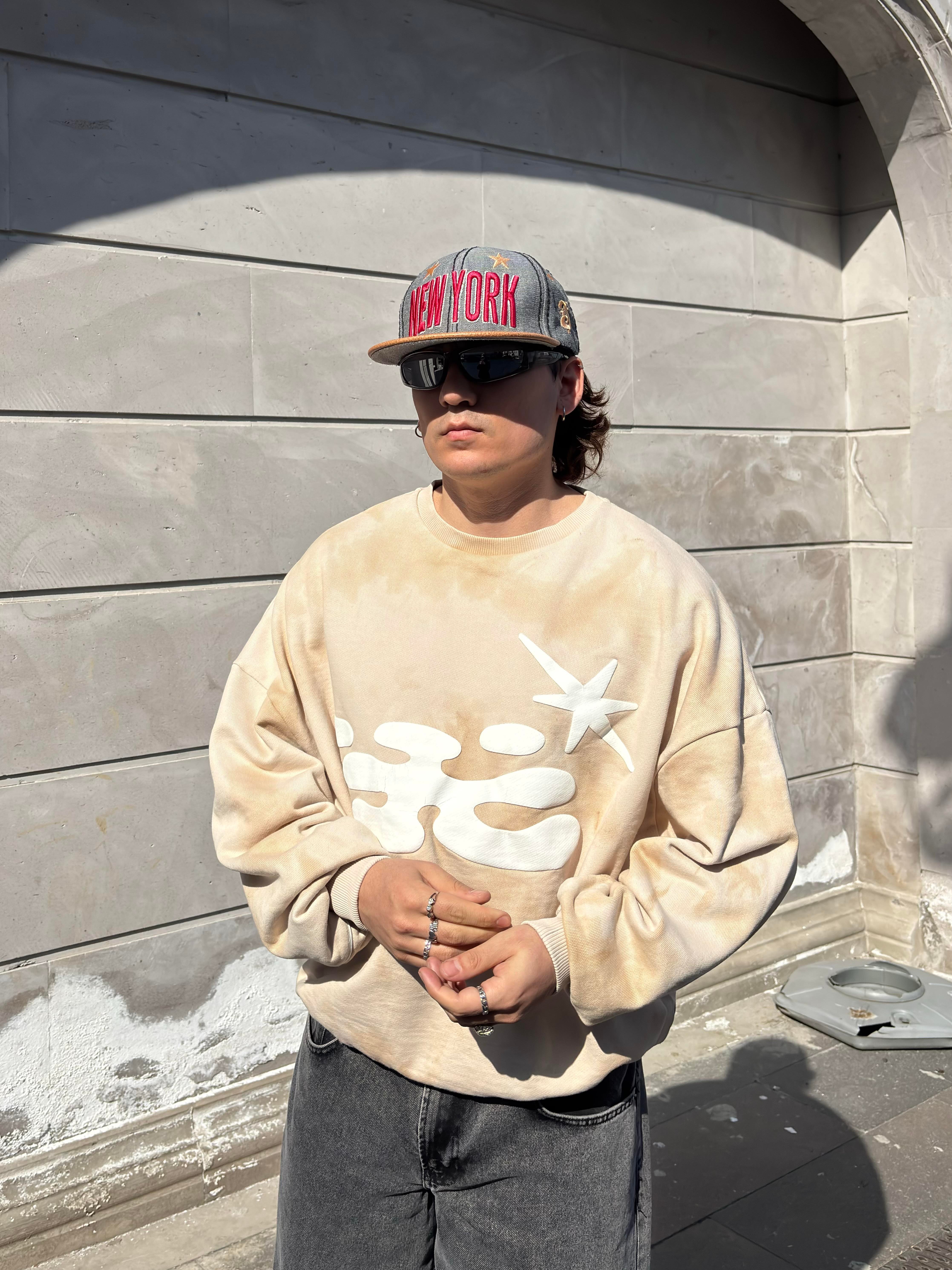Premium Kabartmalı Baskı Form Extreme Oversize Sweat
