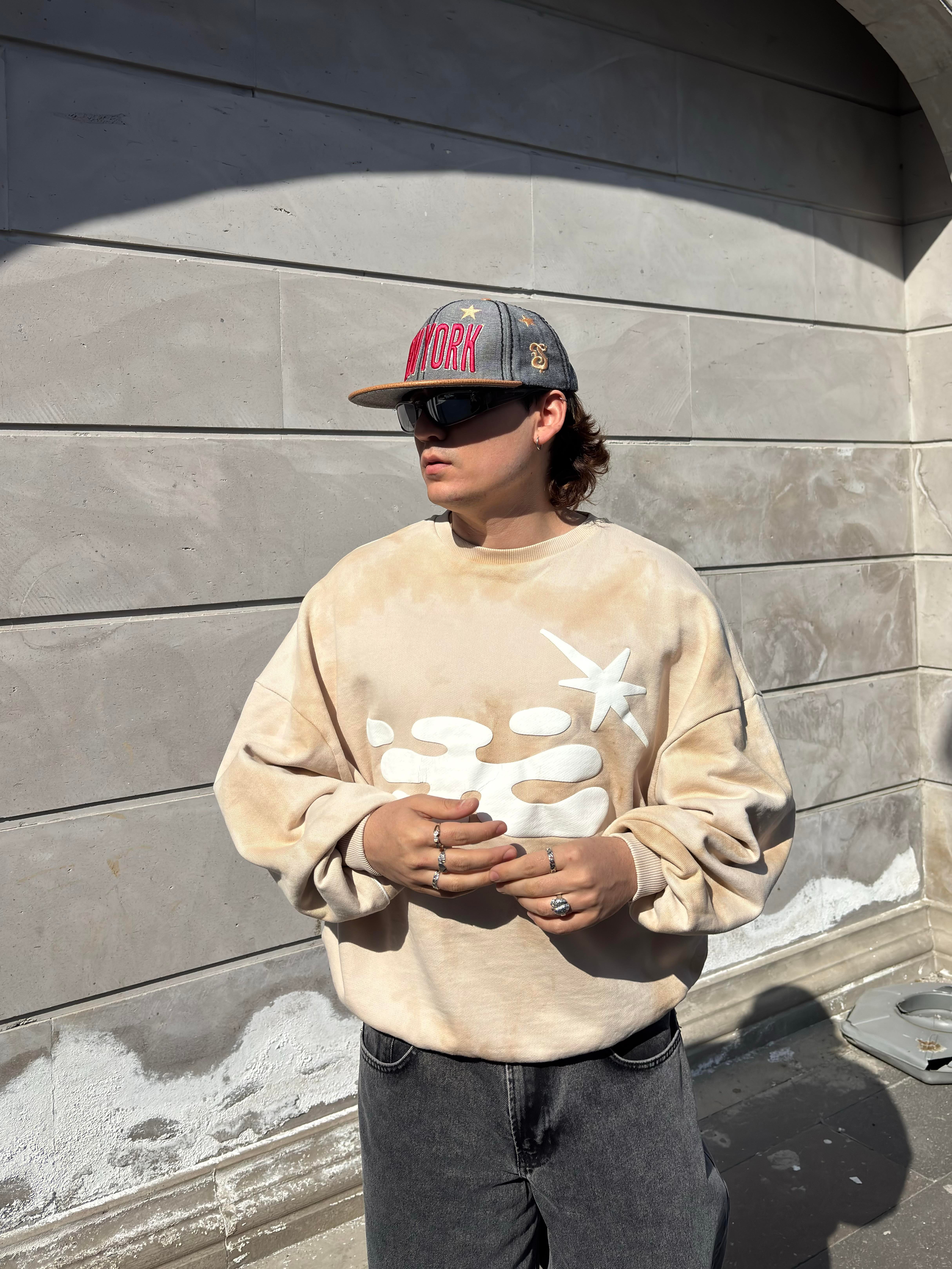 Premium Kabartmalı Baskı Form Extreme Oversize Sweat