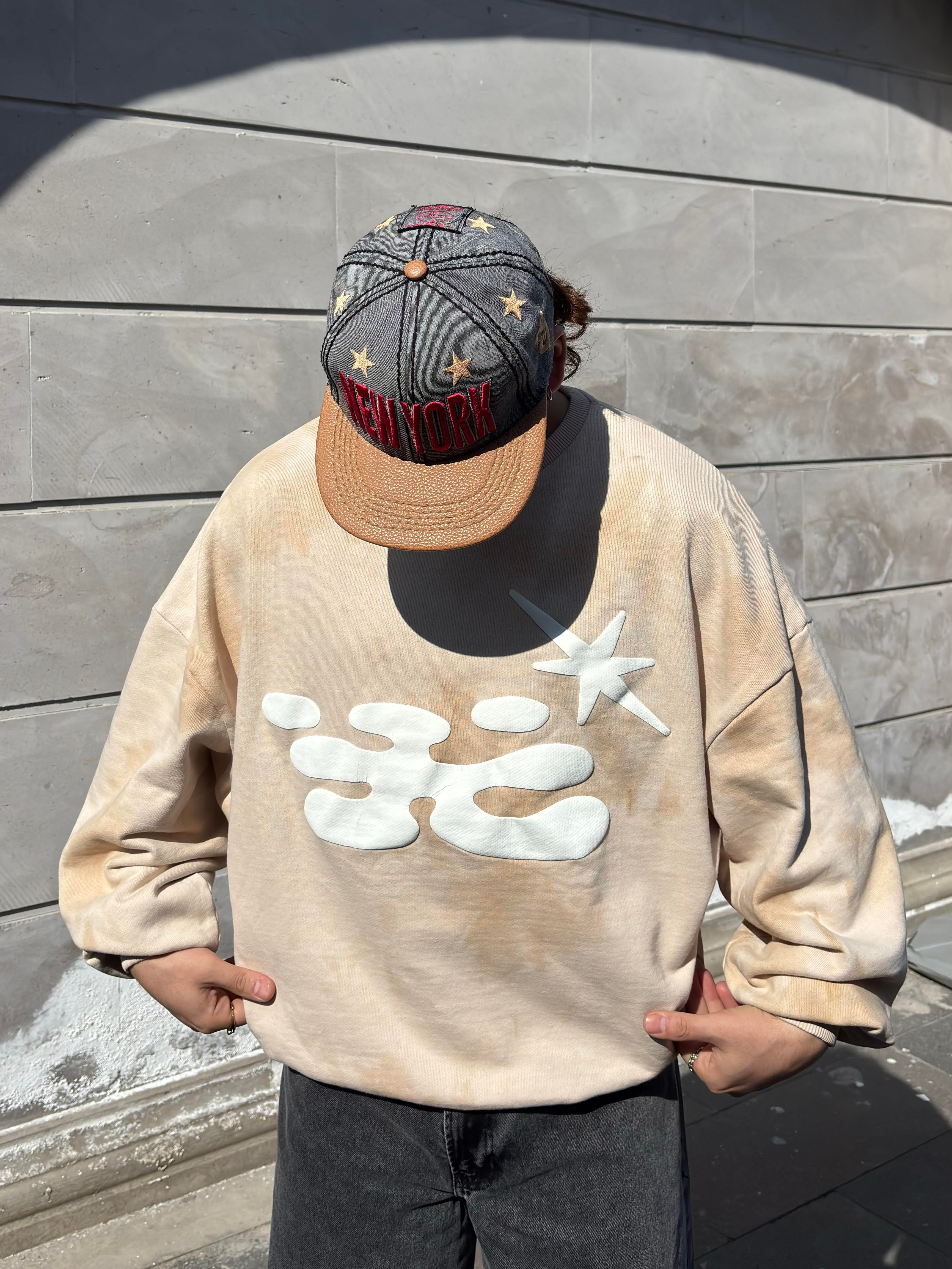 Premium Kabartmalı Baskı Form Extreme Oversize Sweat