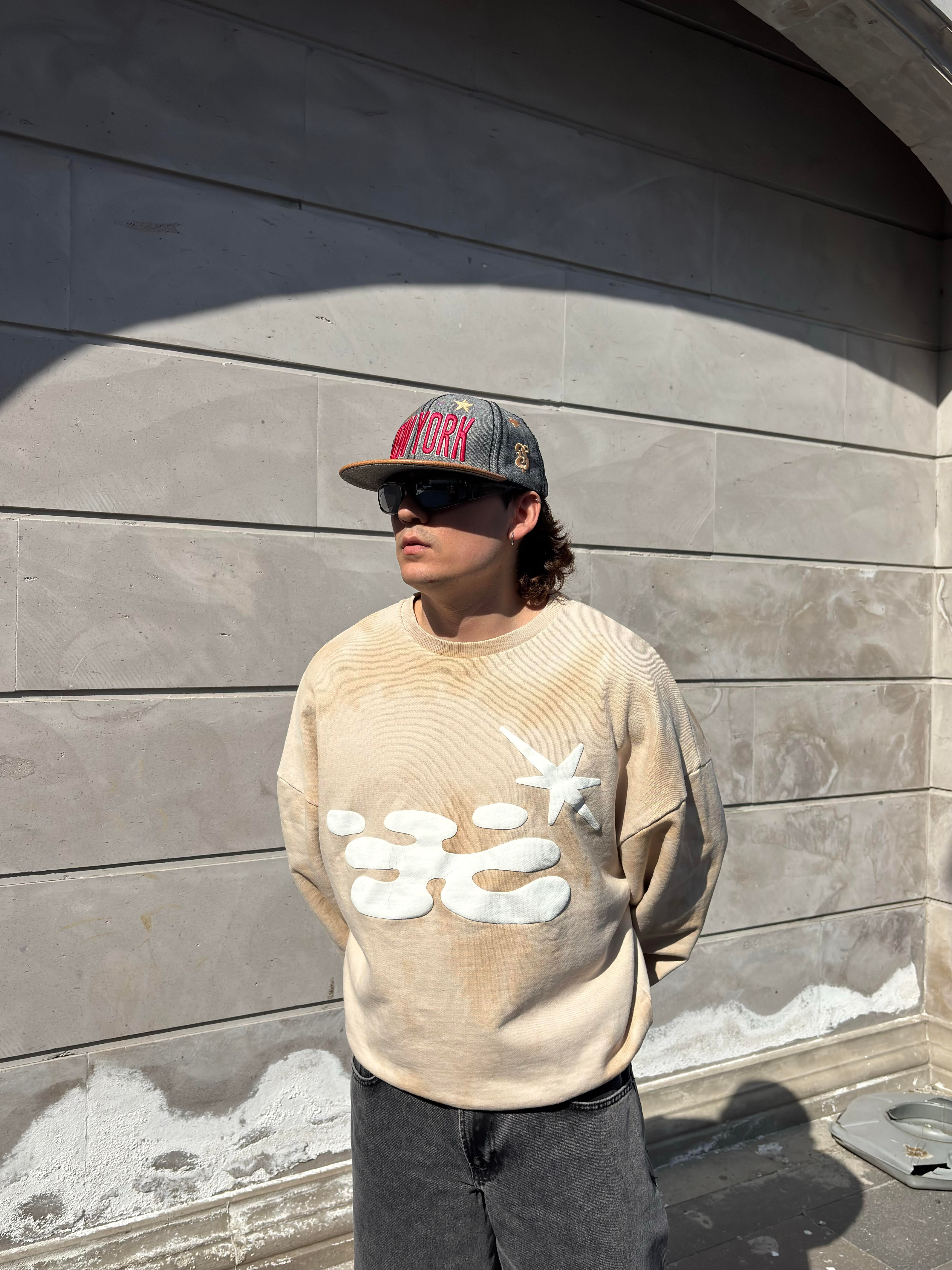 Premium Kabartmalı Baskı Form Extreme Oversize Sweat