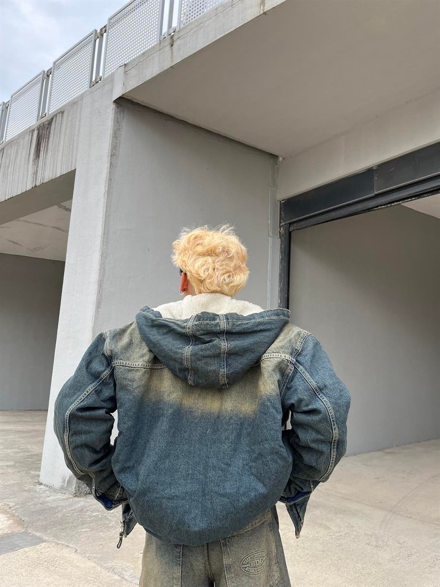 Premium Kapşonlu Recycled Denim Jacket