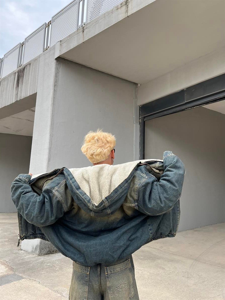 Premium Kapşonlu Recycled Denim Jacket