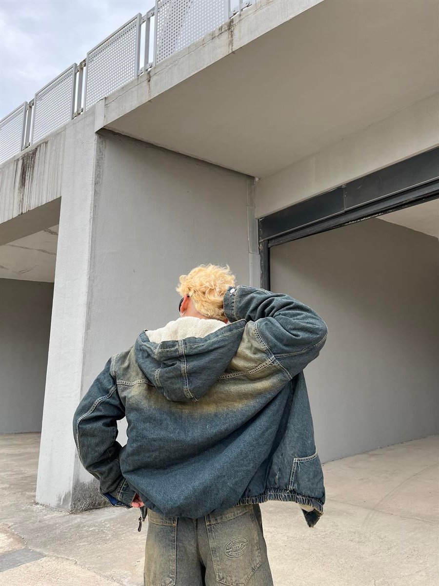 Premium Kapşonlu Recycled Denim Jacket