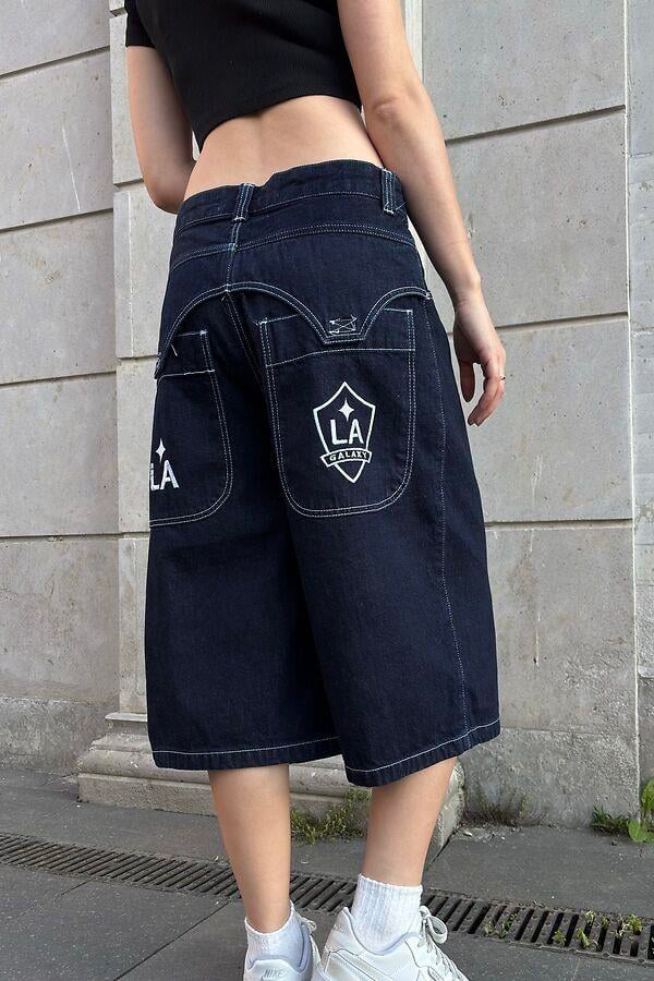 Premium LA Galaxy Nakışlı Baggy Jorts