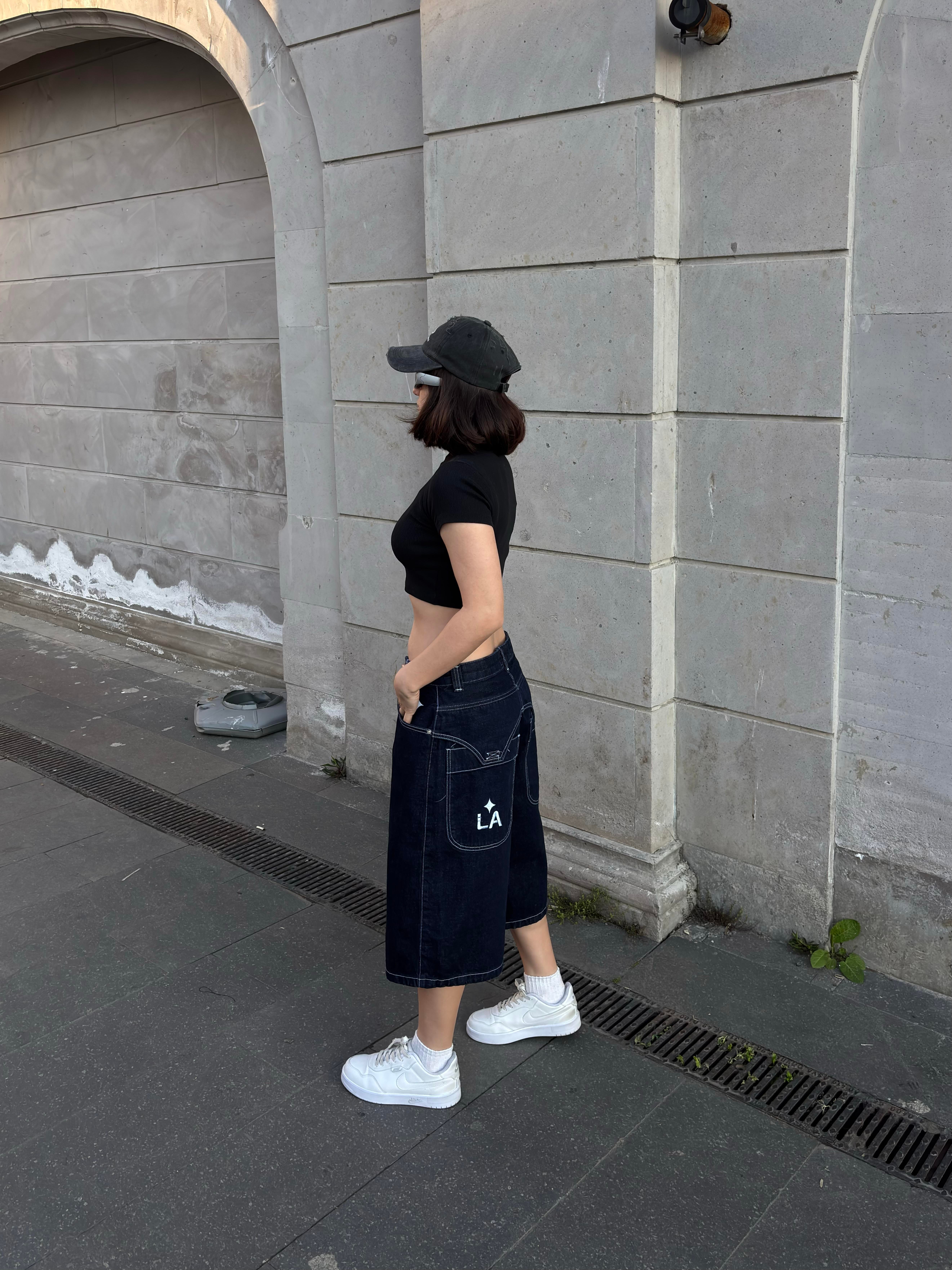 Premium LA Galaxy Nakışlı Baggy Jorts
