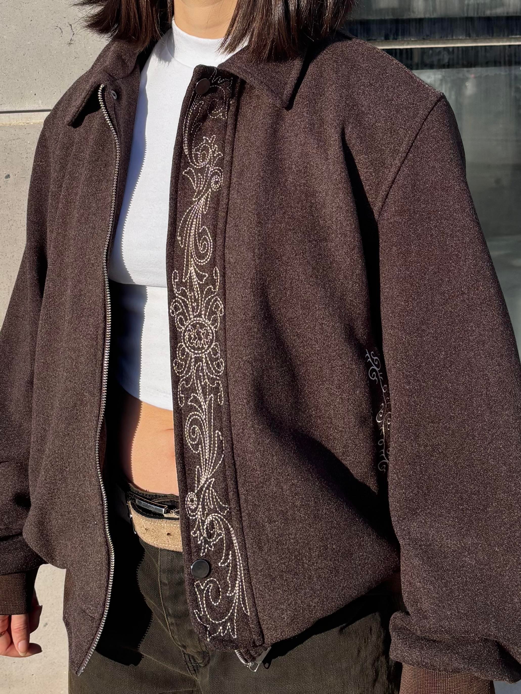 Premium Nakış İşlemeli Brown Western Jacket