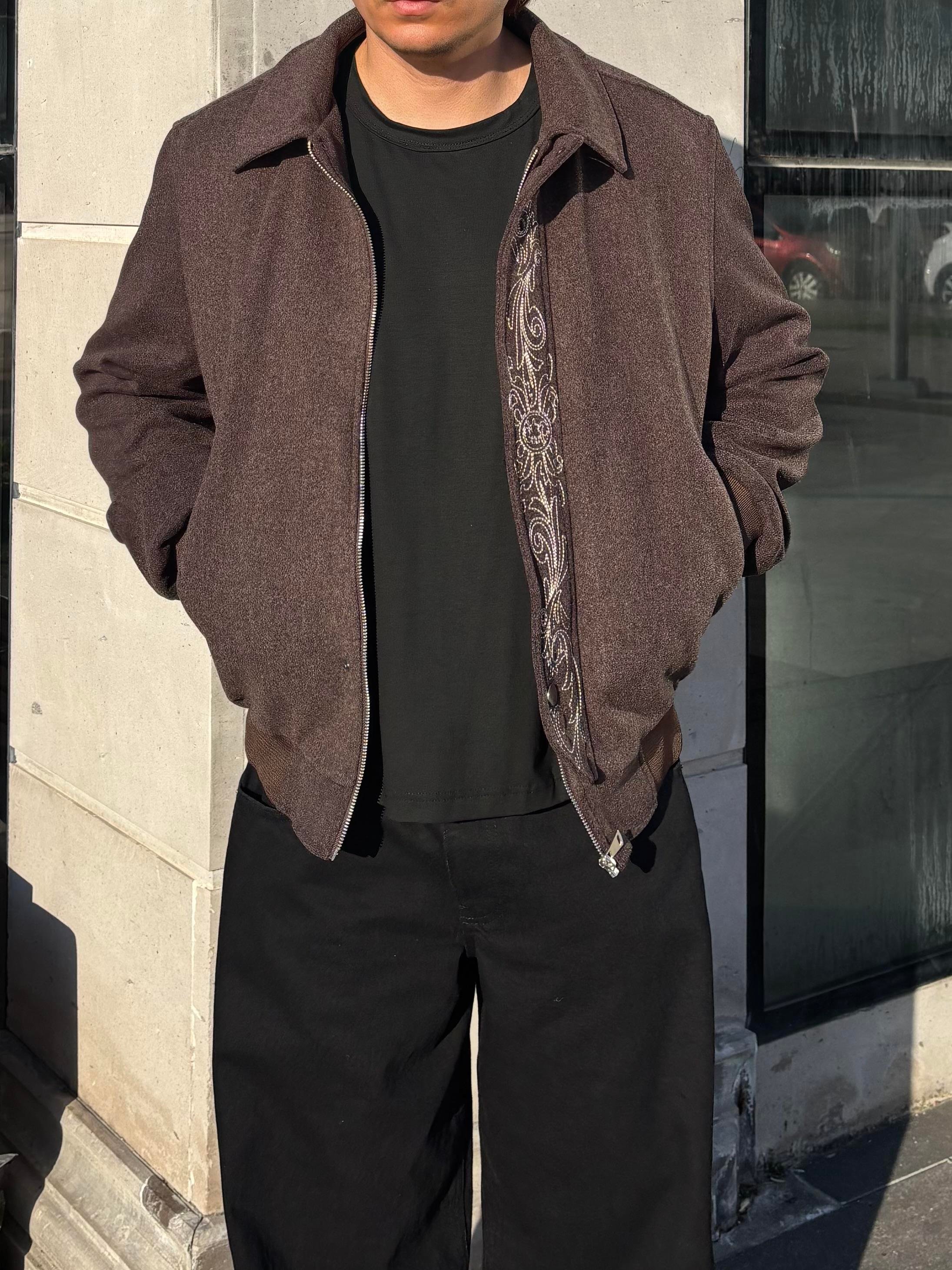 Premium Nakış İşlemeli Brown Western Jacket