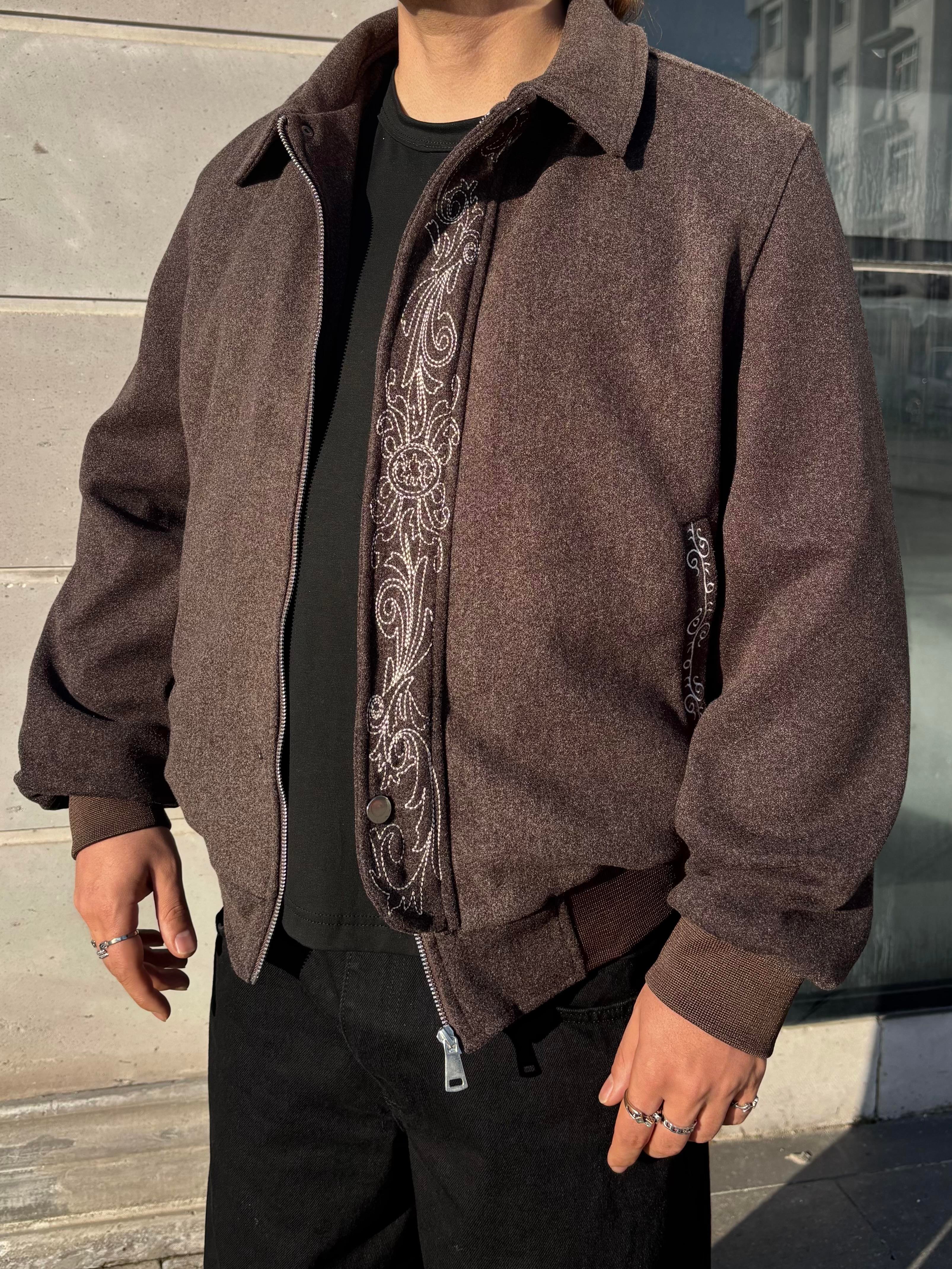 Premium Nakış İşlemeli Brown Western Jacket