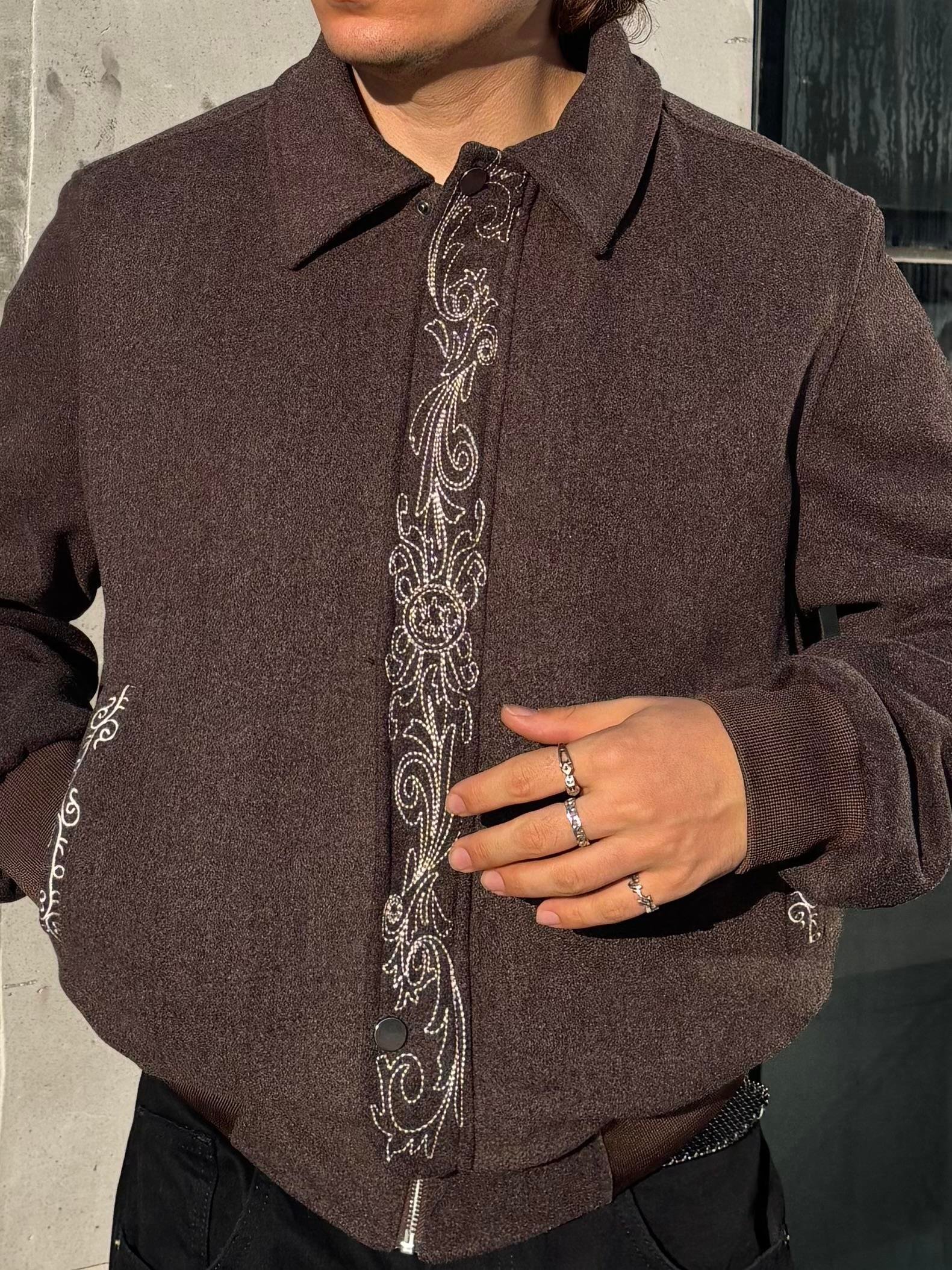 Premium Nakış İşlemeli Brown Western Jacket