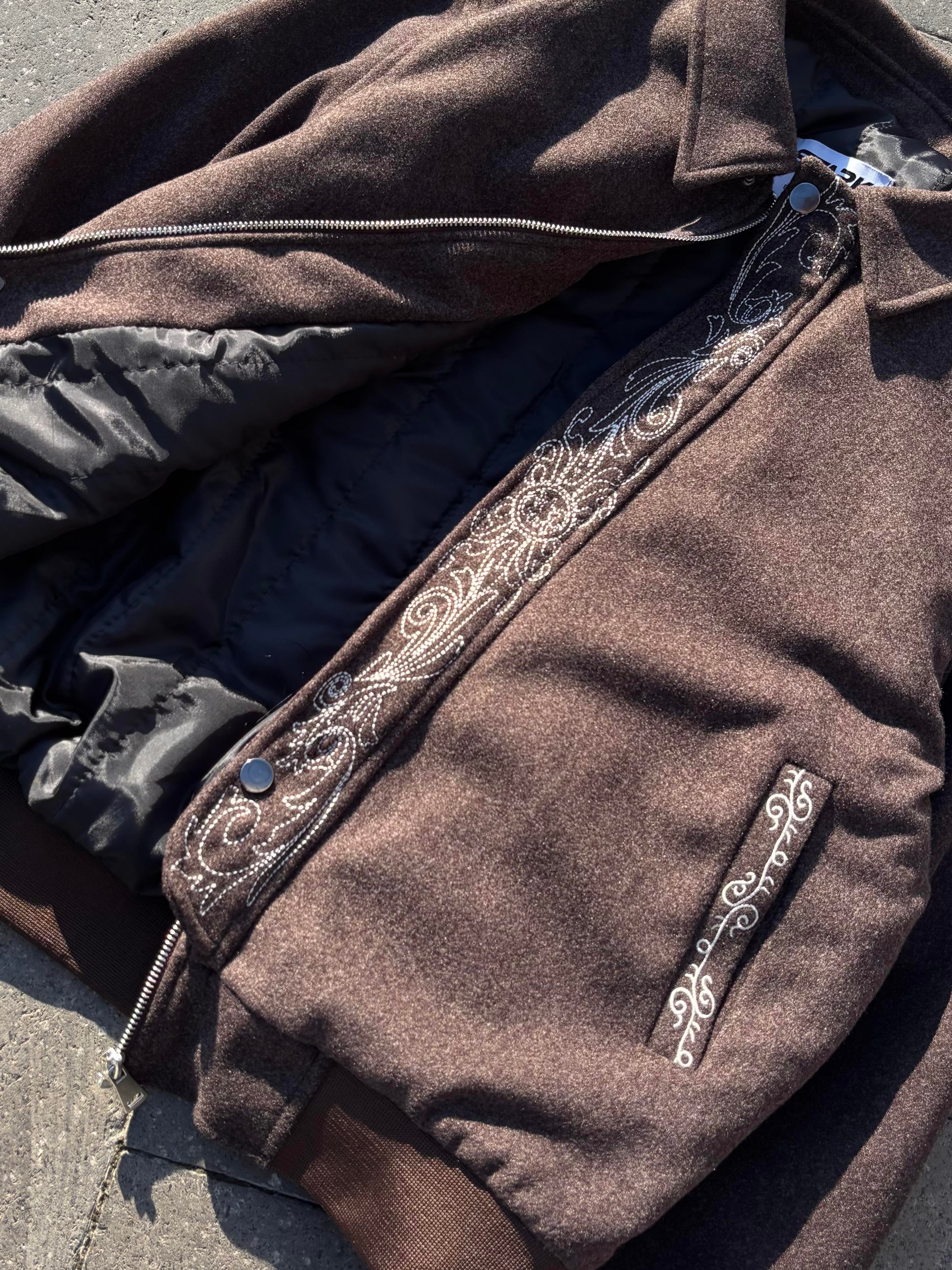 Premium Nakış İşlemeli Brown Western Jacket
