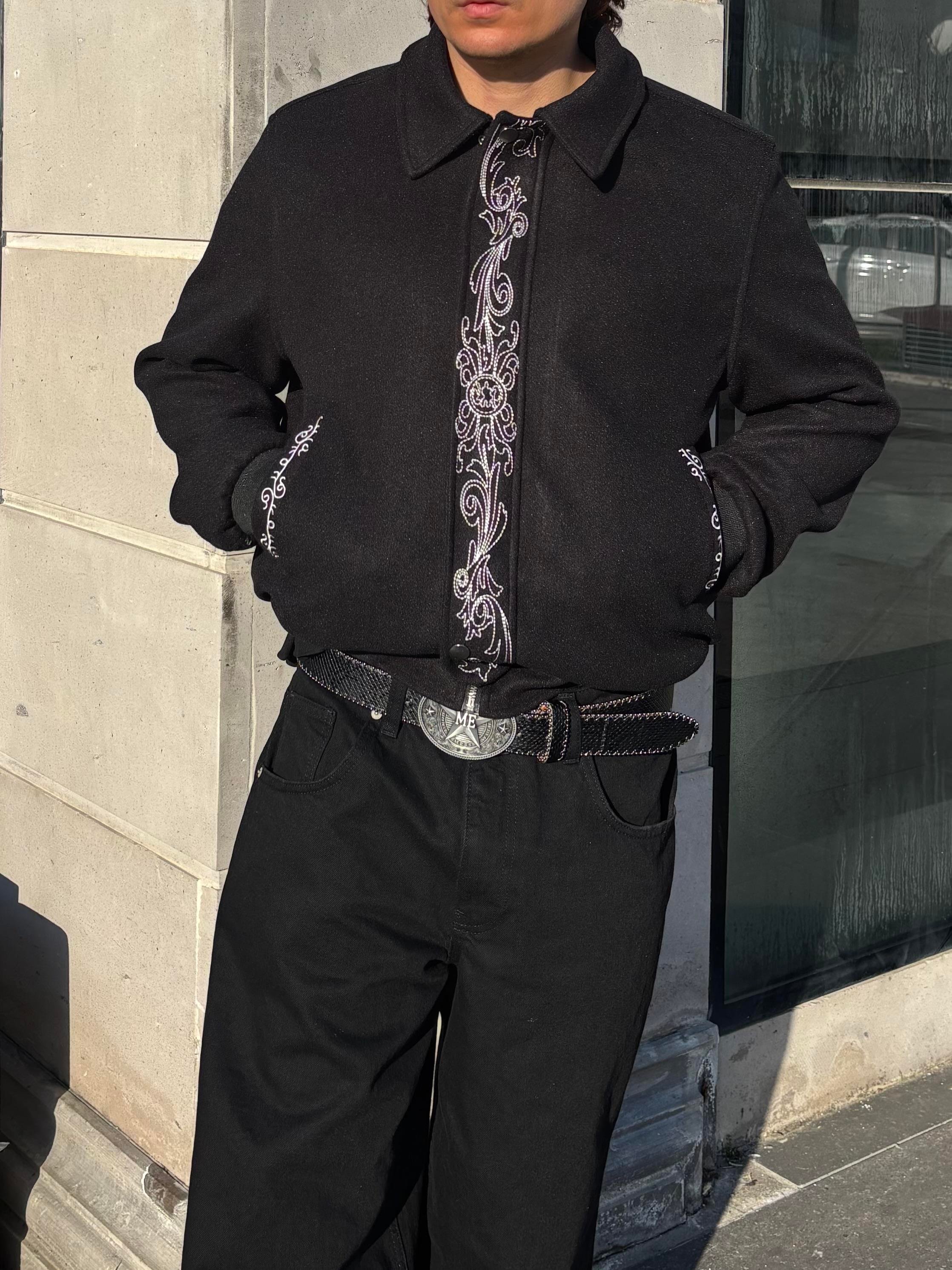 Premium Nakış İşlemeli Siyah Western Jacket