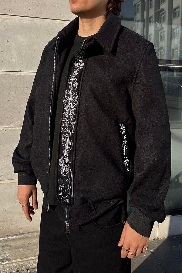 Premium Nakış İşlemeli Siyah Western Jacket