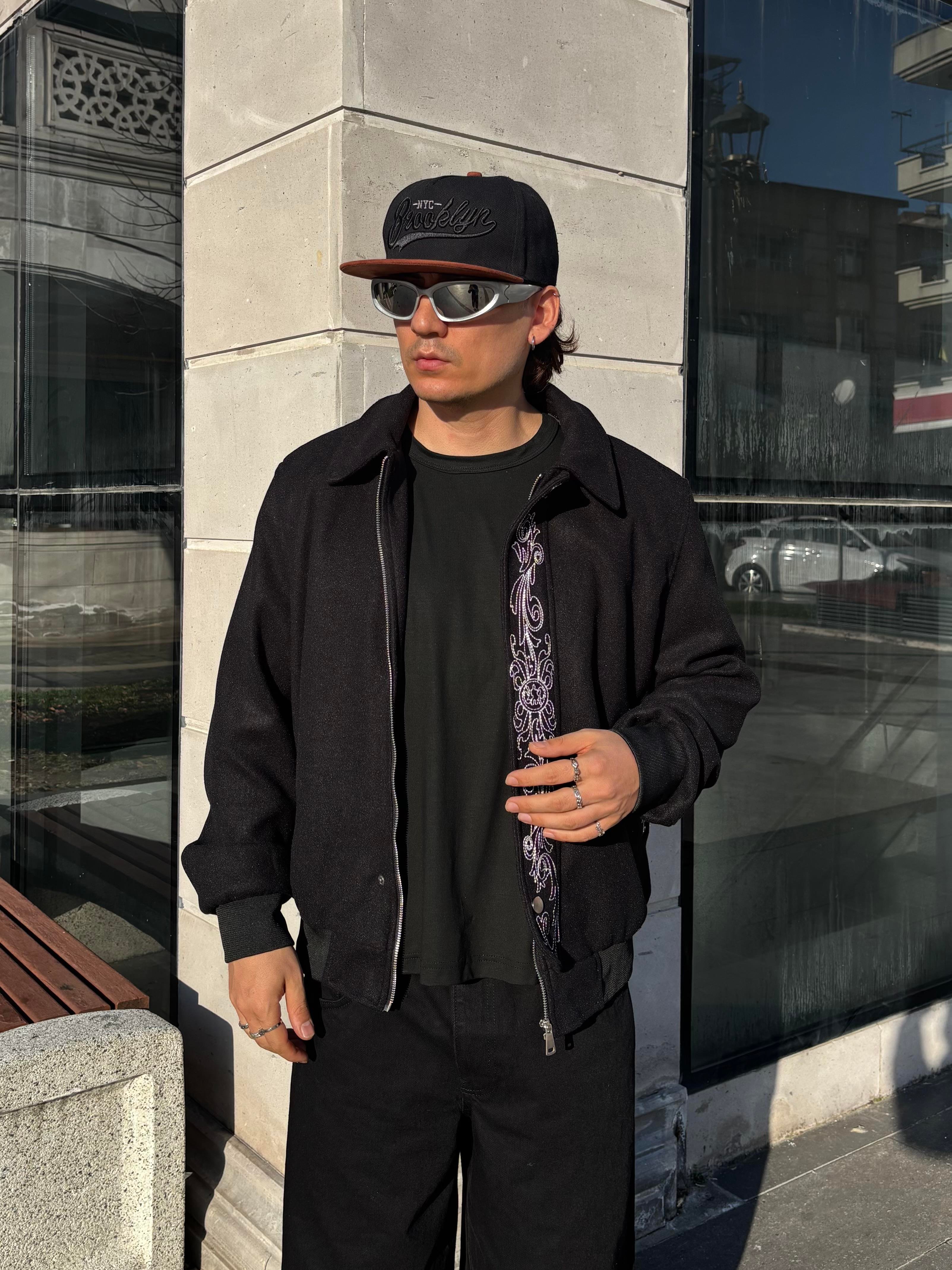 Premium Nakış İşlemeli Siyah Western Jacket
