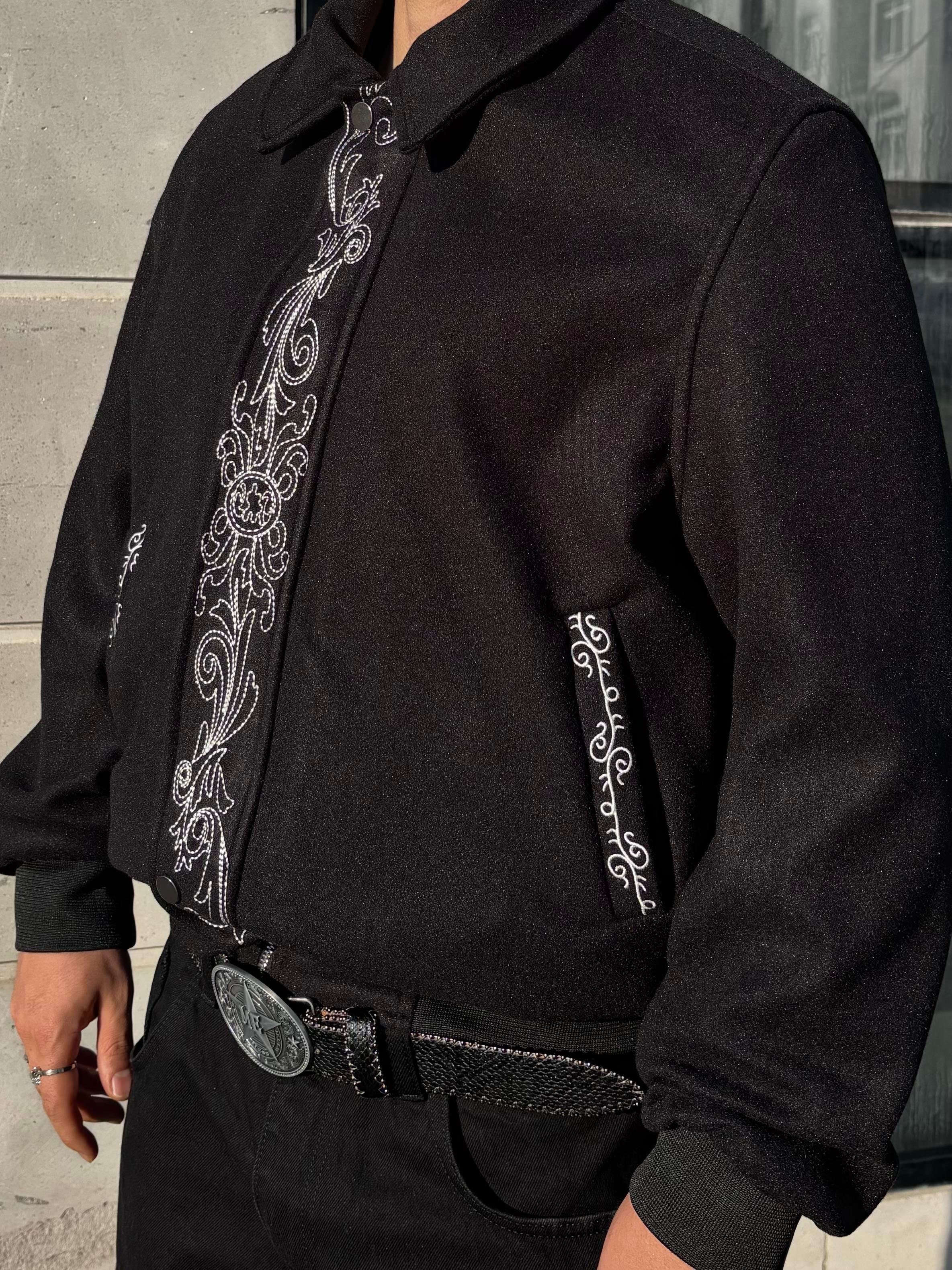Premium Nakış İşlemeli Siyah Western Jacket