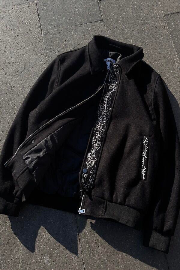 Premium Nakış İşlemeli Siyah Western Jacket