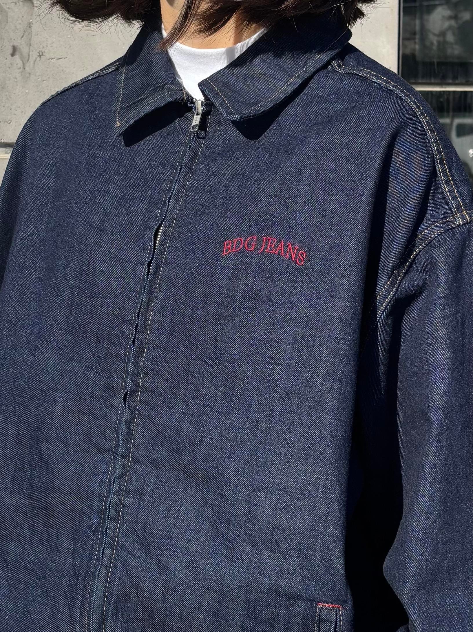 Premium Navy Blue Rinse Harrington Bomber Denim Jacket2