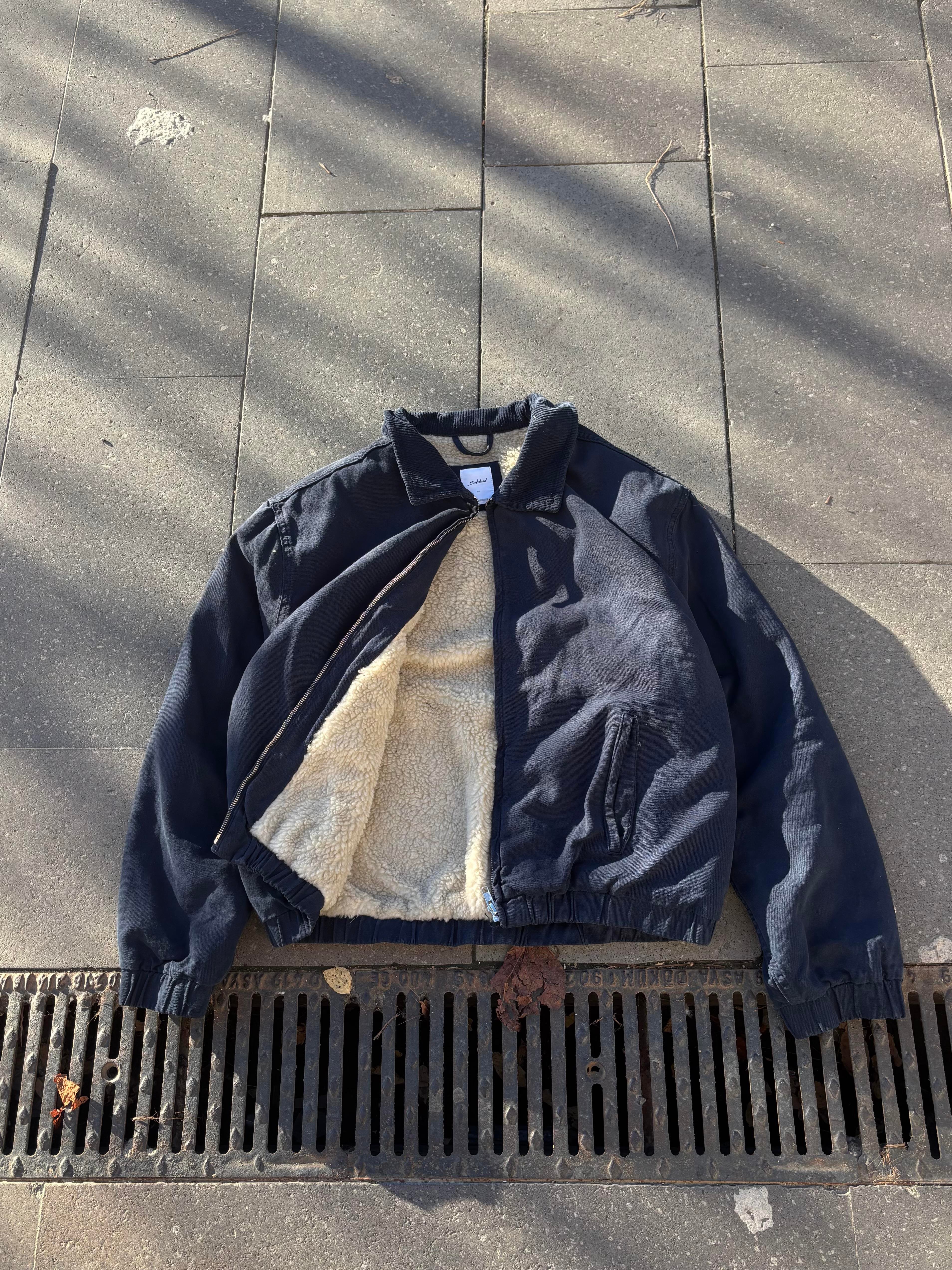 Premium Navy Blue Woolly Bomber Jacket