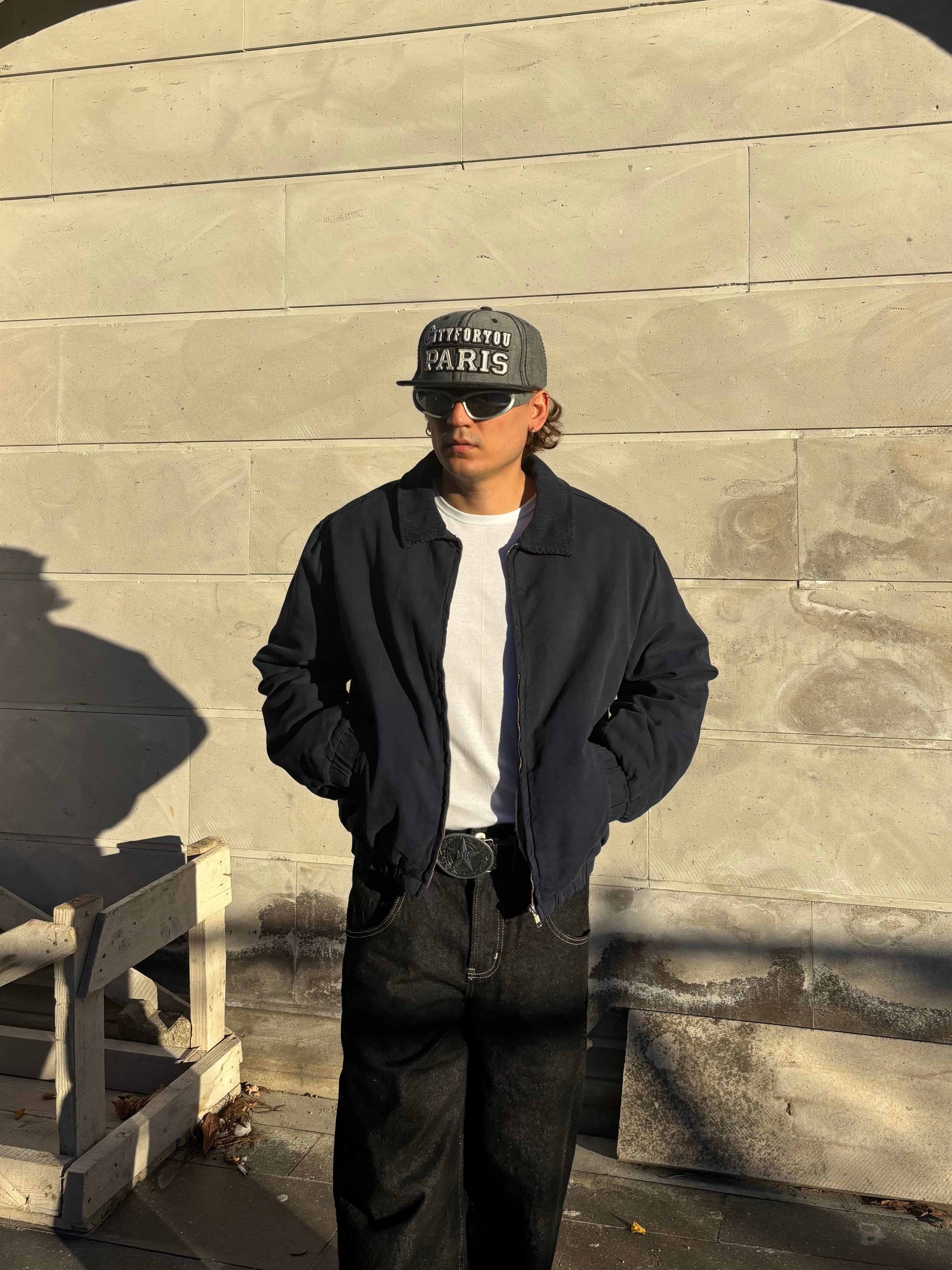 Premium Navy Blue Woolly Bomber Jacket