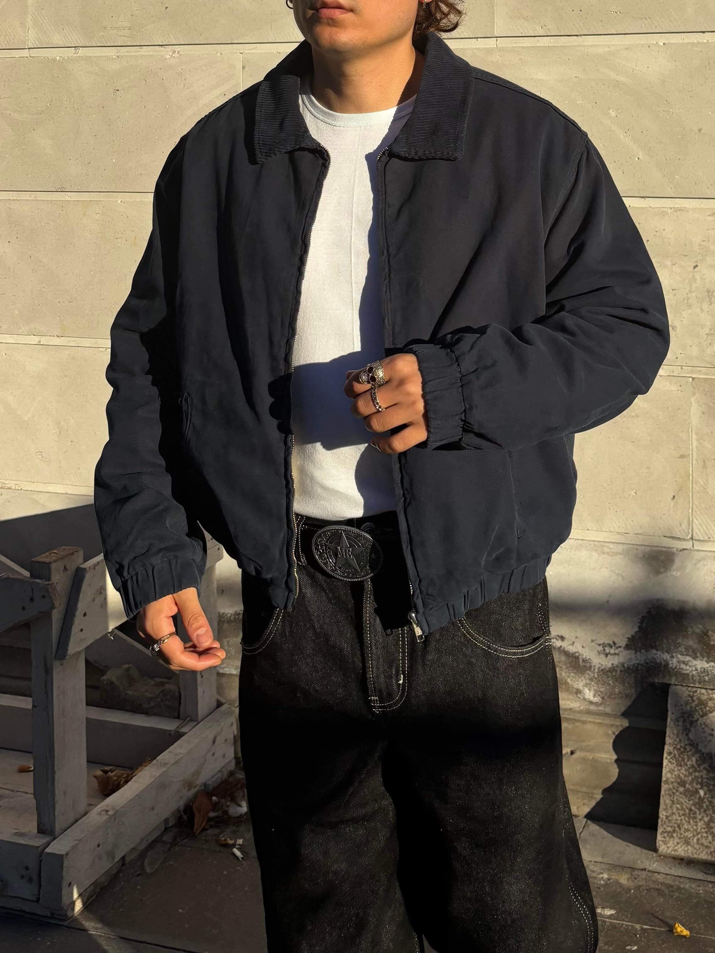 Premium Navy Blue Woolly Bomber Jacket
