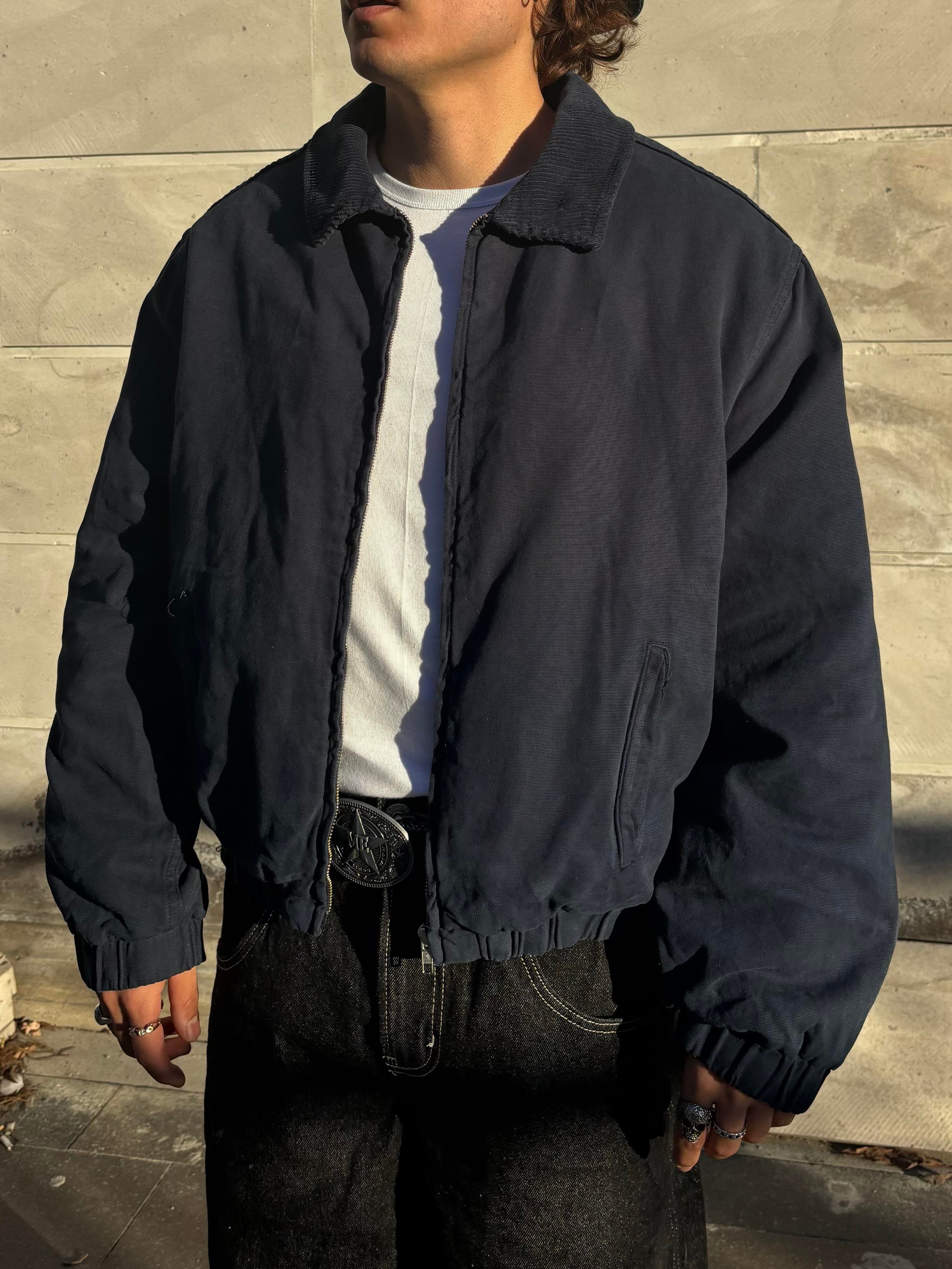 Premium Navy Blue Woolly Bomber Jacket