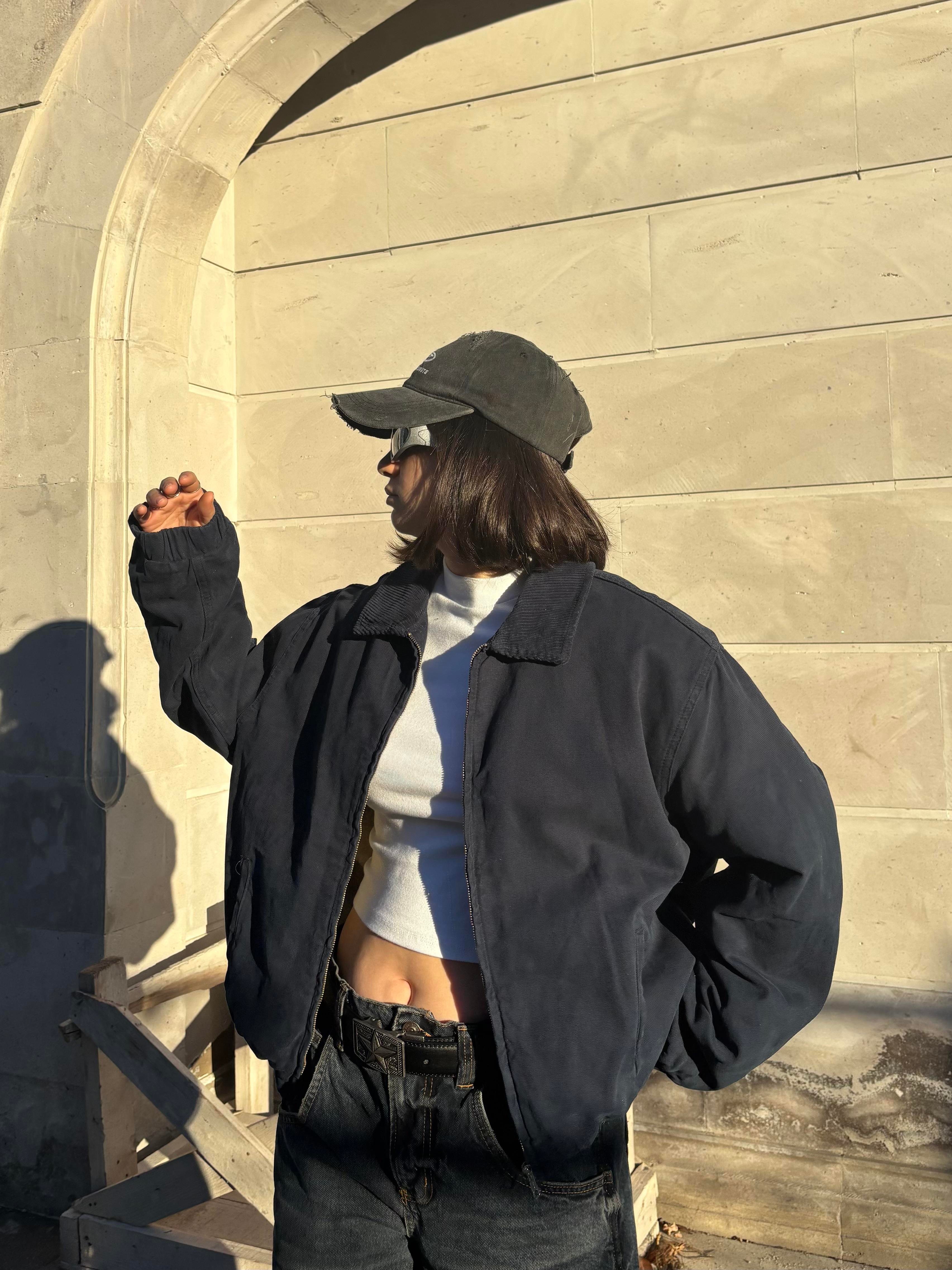 Premium Navy Blue Woolly Bomber Jacket
