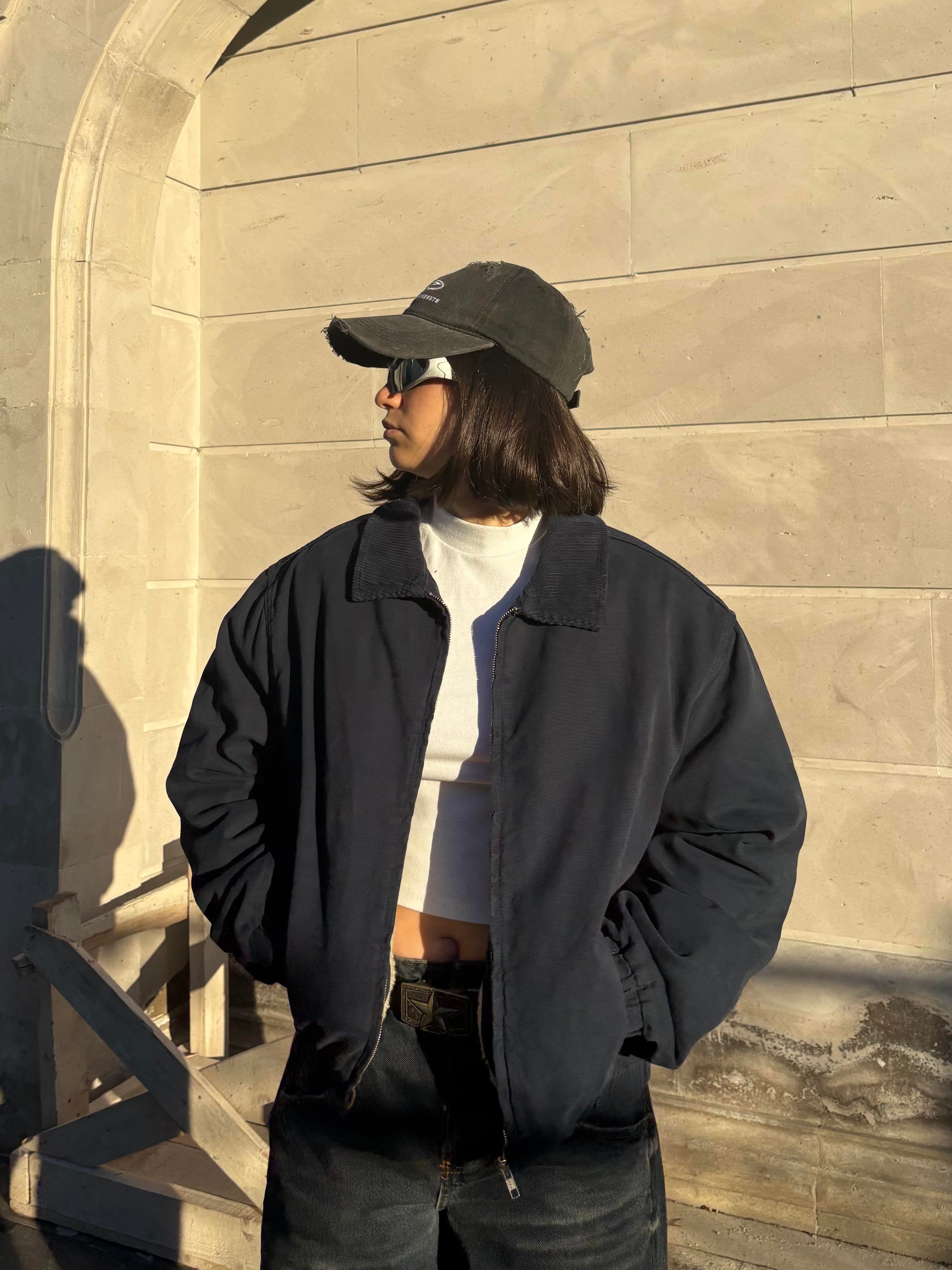 Premium Navy Blue Woolly Bomber Jacket