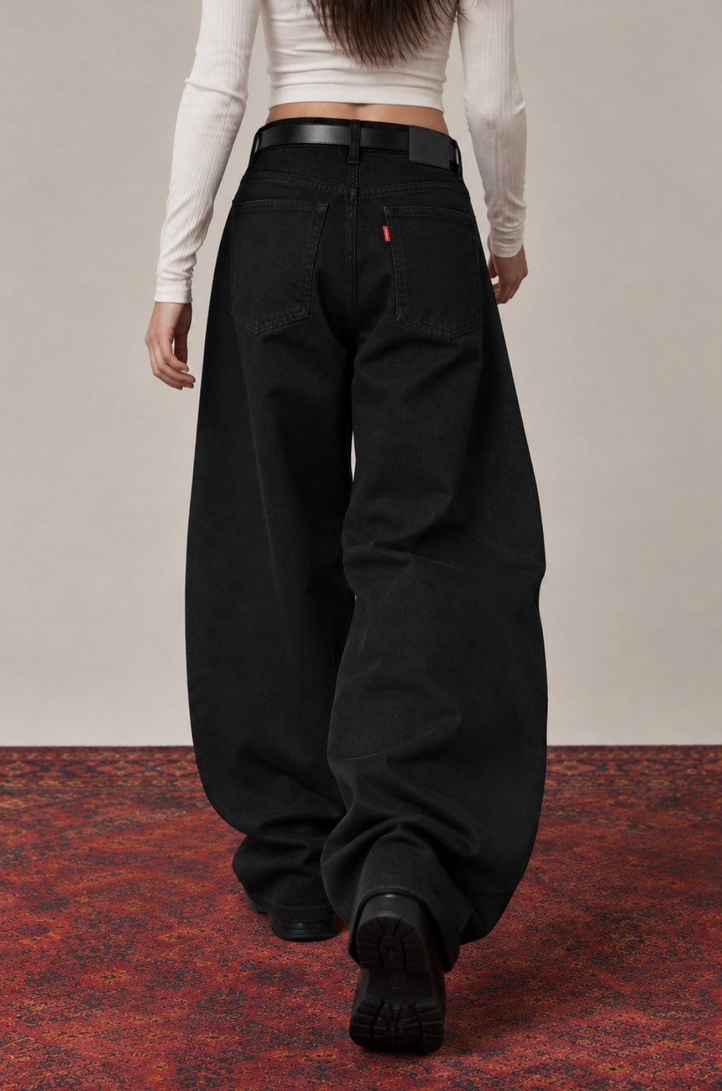 Premium Pearl Stitch Ultra Baggy Black Jeans