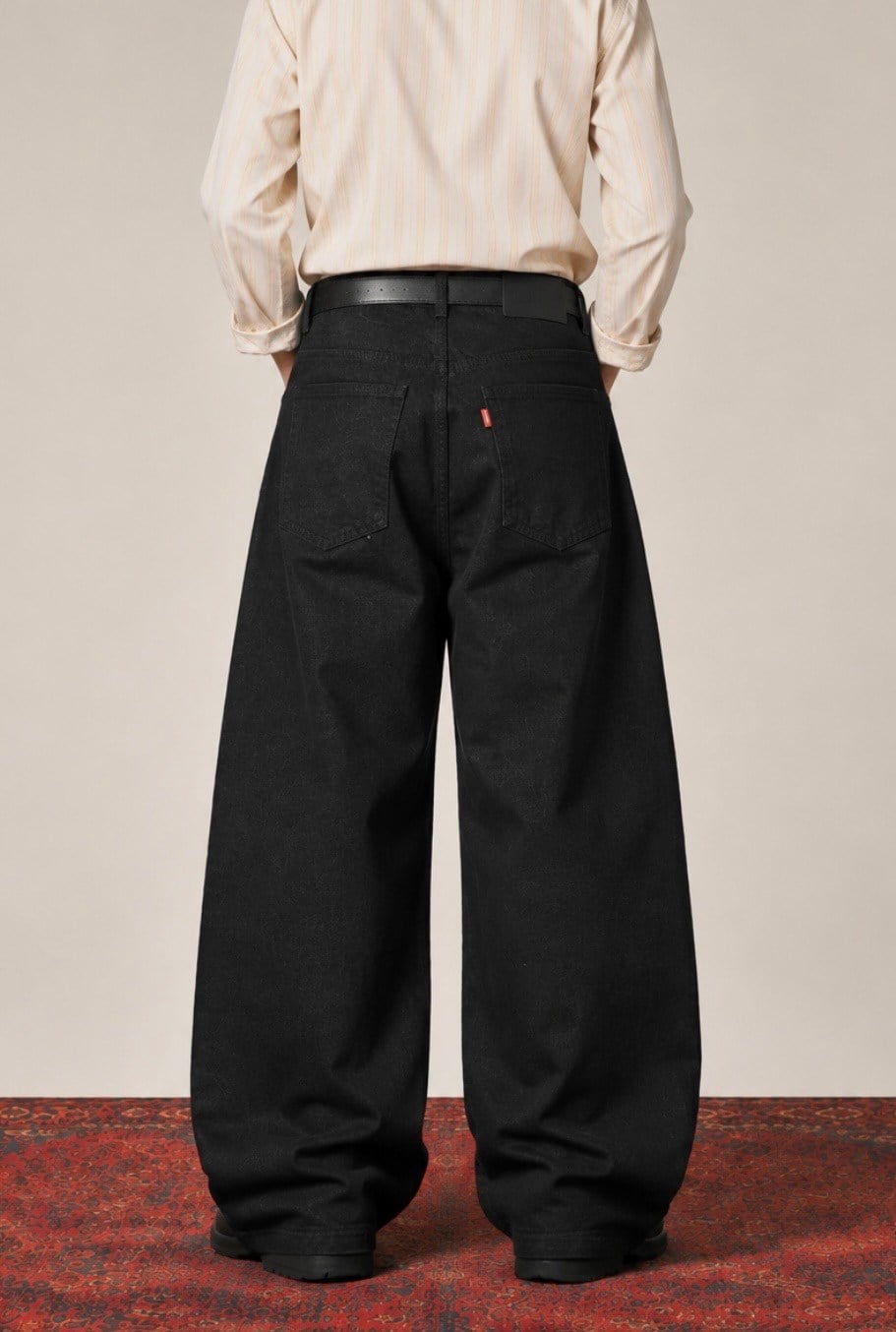 Premium Pearl Stitch Ultra Baggy Black Jeans