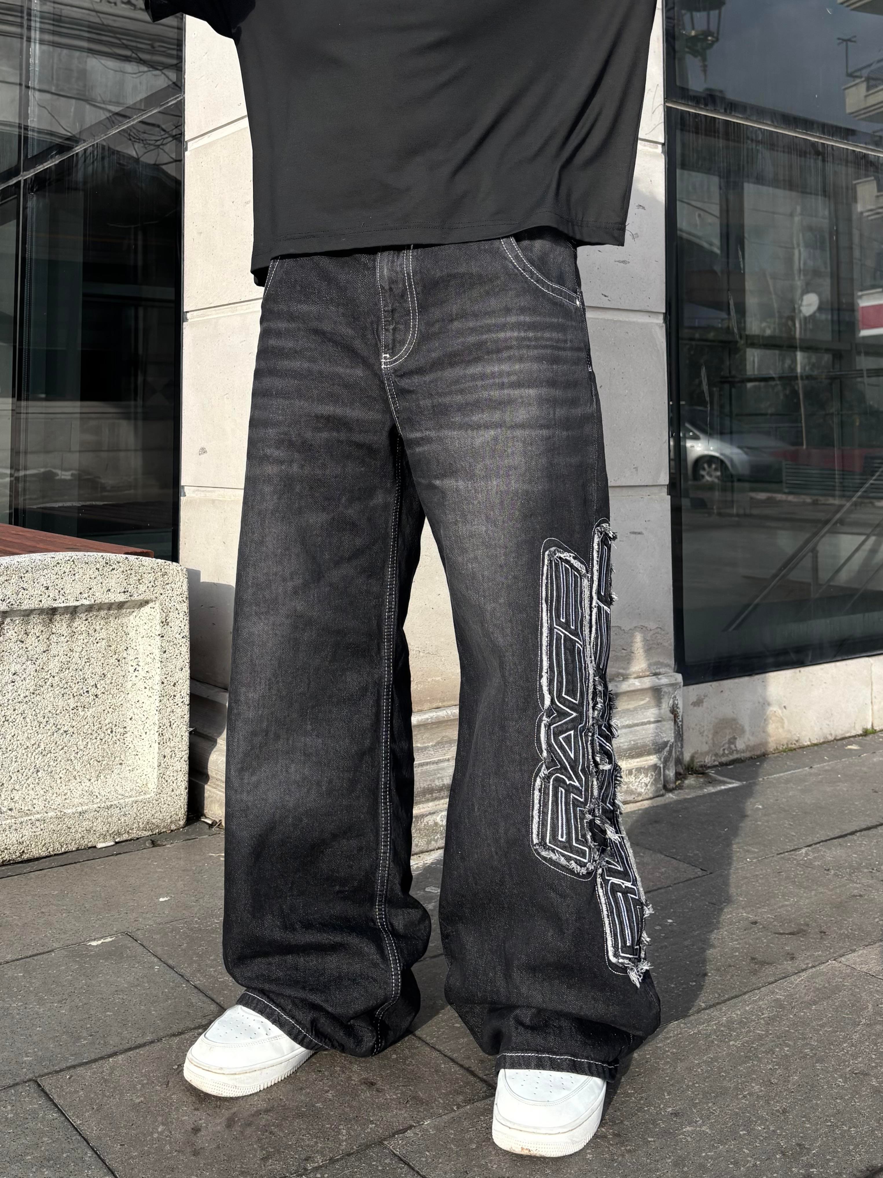 Premium Race Runner Nakışlı Denim Pants