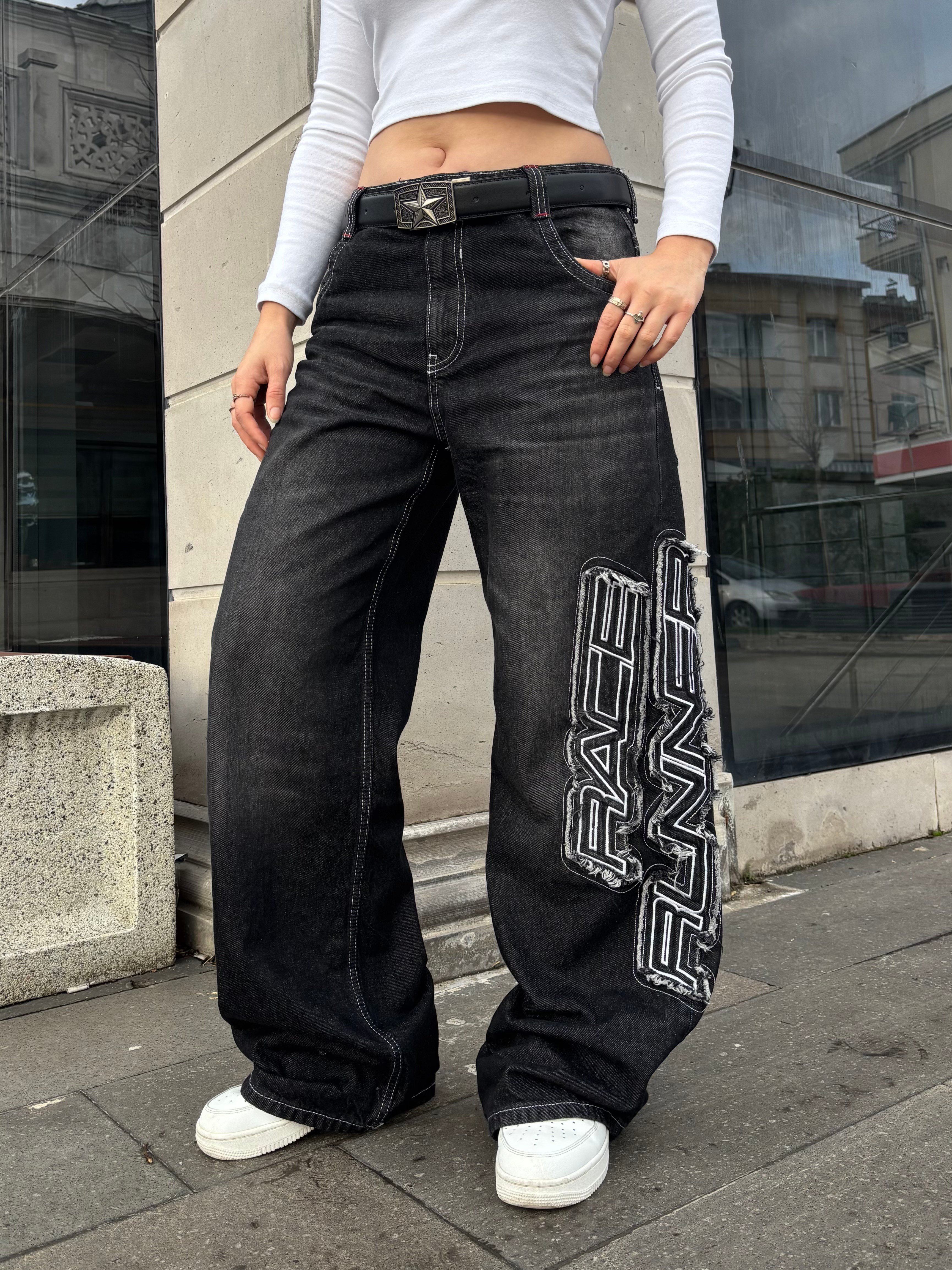Premium Race Runner Nakışlı Denim Pants