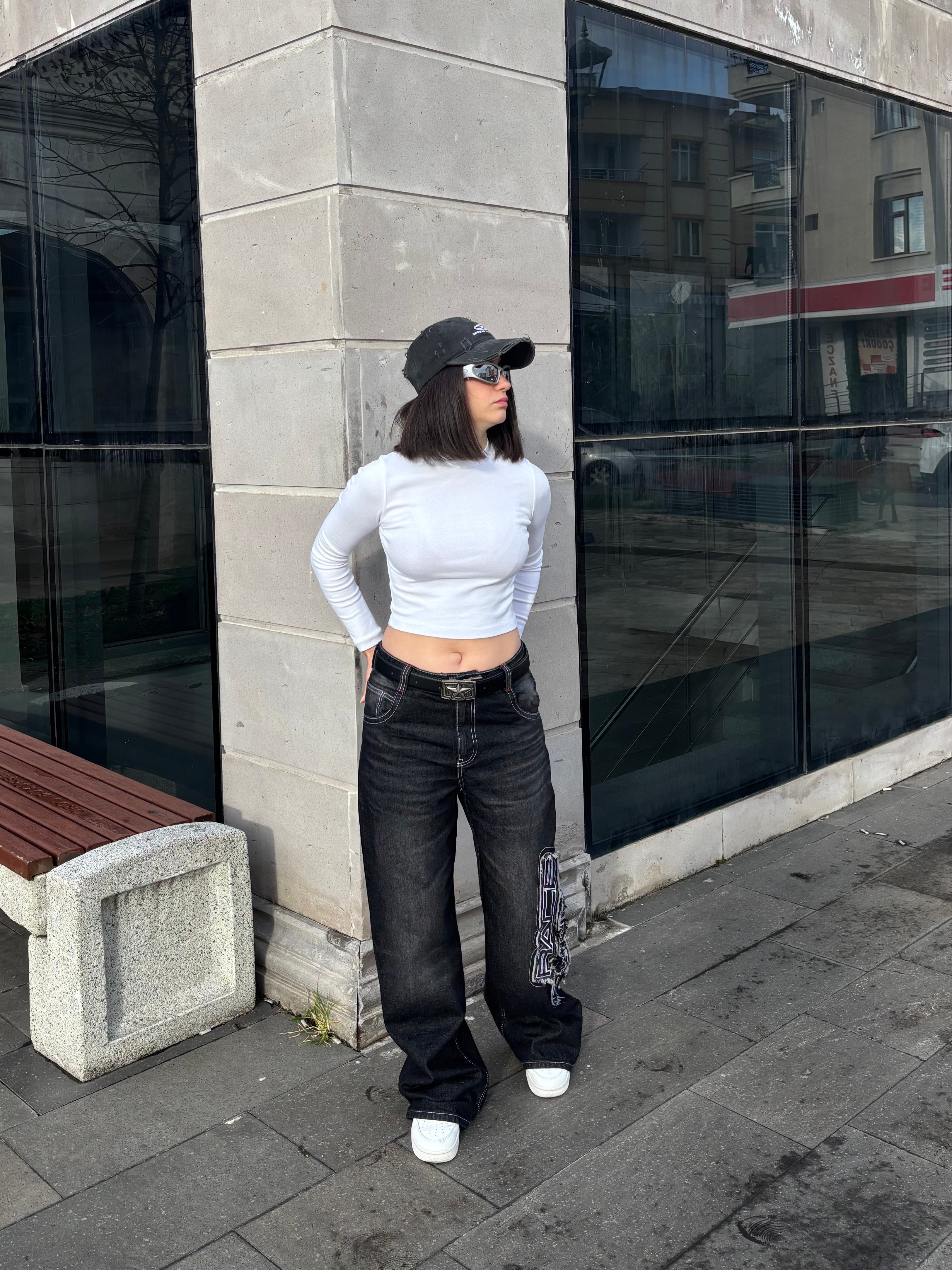 Premium Race Runner Nakışlı Denim Pants