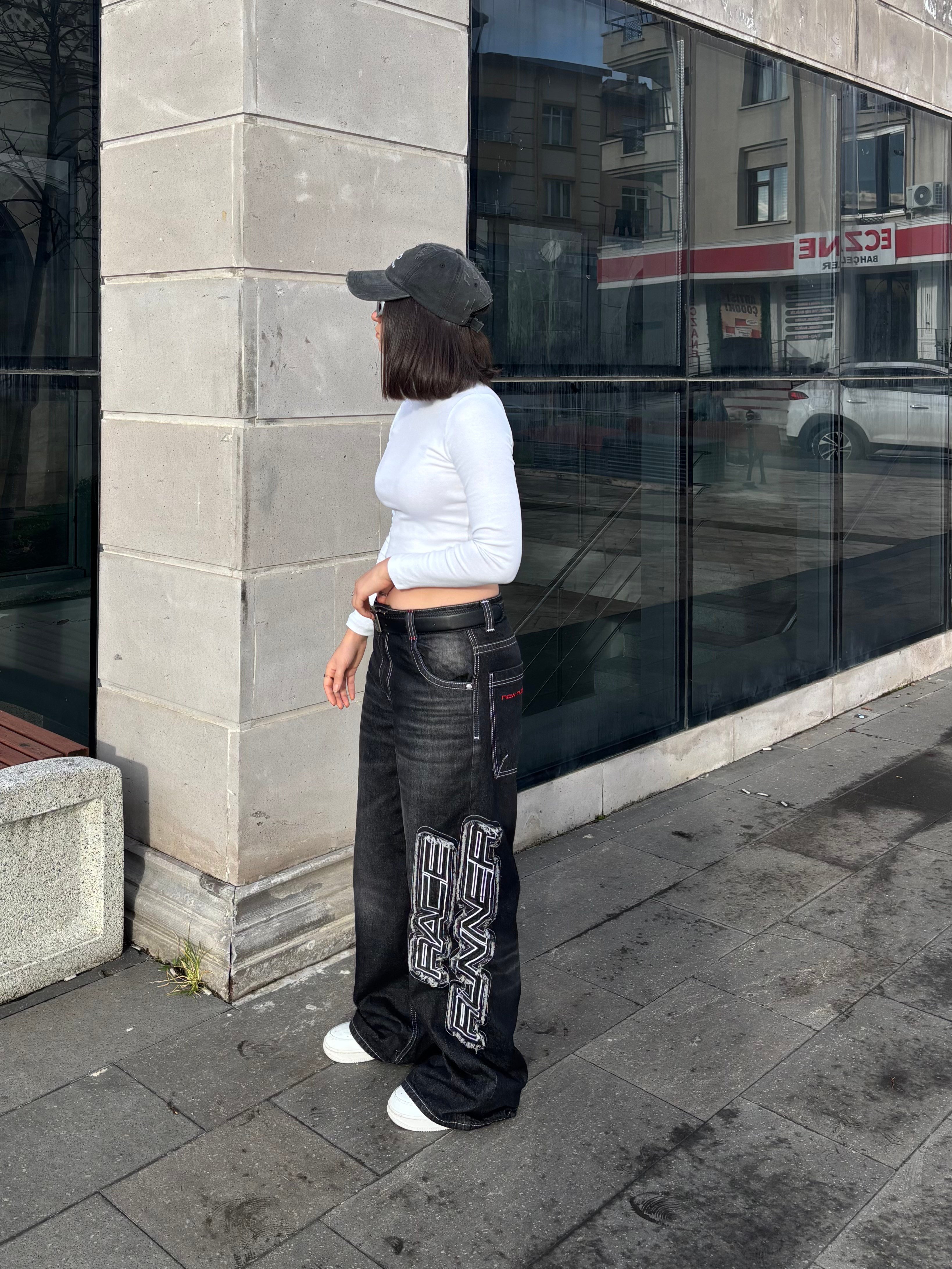Premium Race Runner Nakışlı Denim Pants