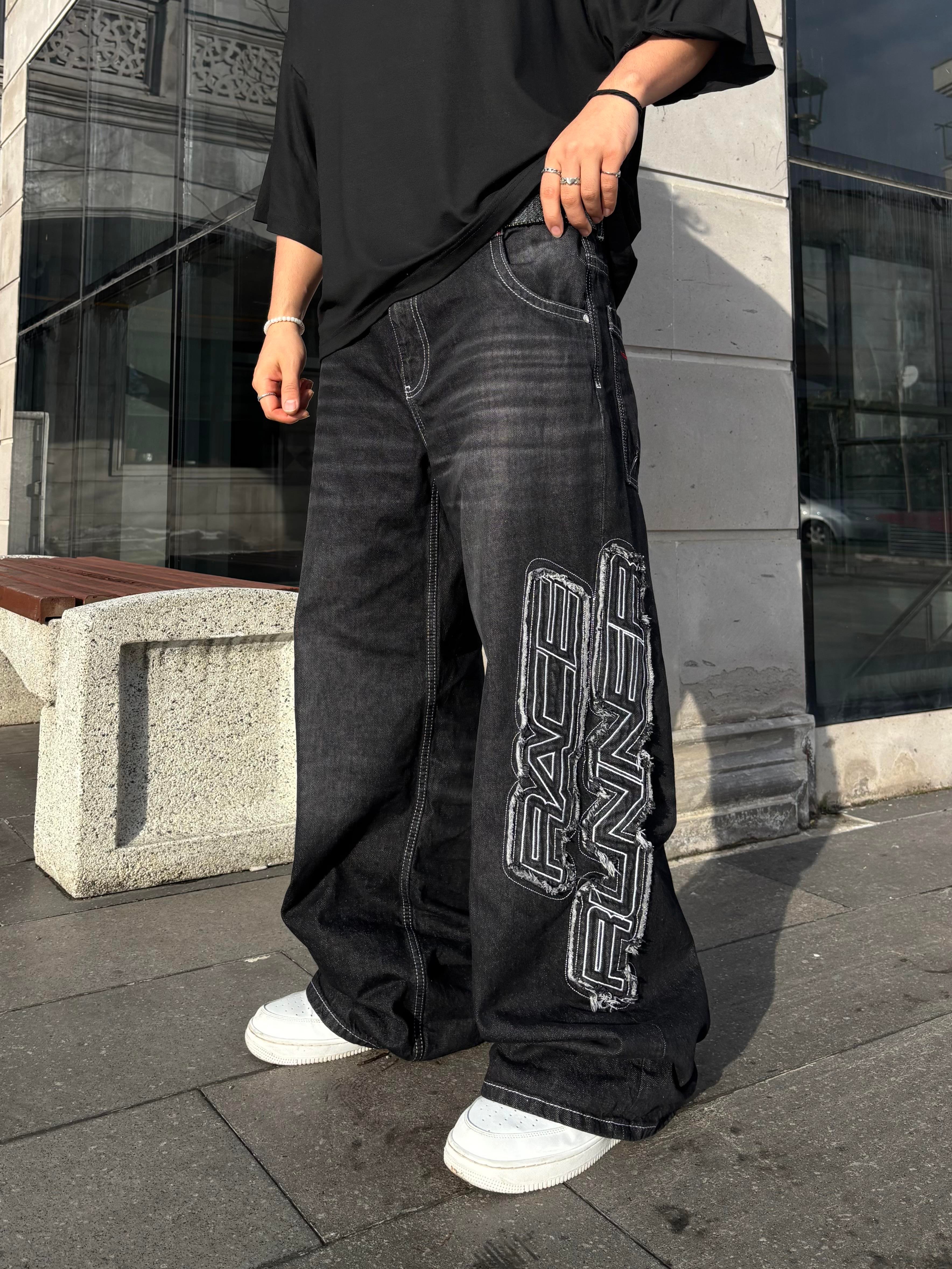 Premium Race Runner Nakışlı Denim Pants