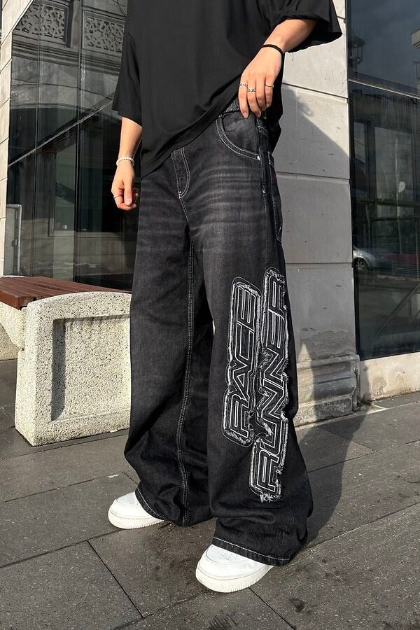 Premium Race Runner Nakışlı Denim Pants