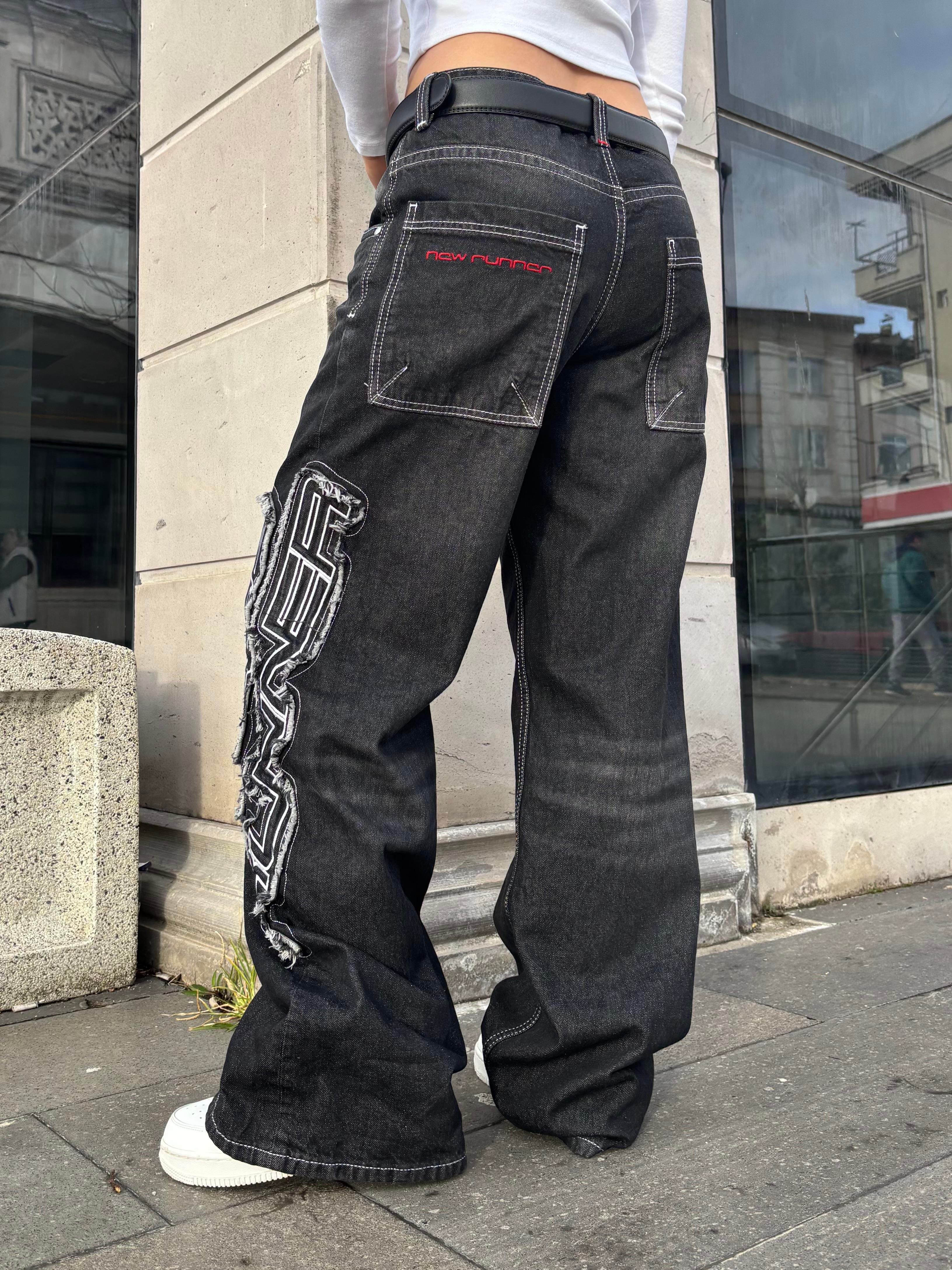 Premium Race Runner Nakışlı Denim Pants