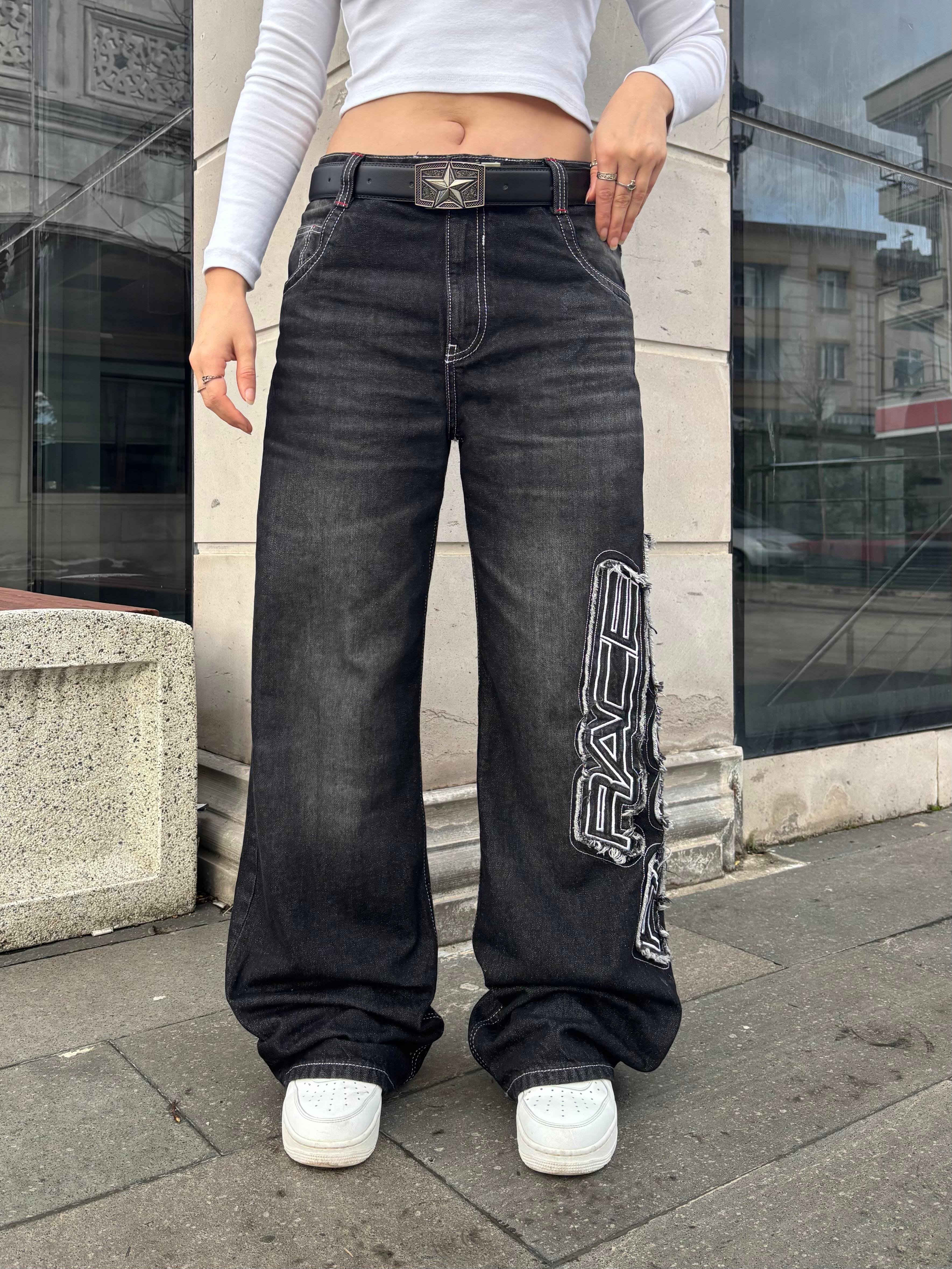 Premium Race Runner Nakışlı Denim Pants