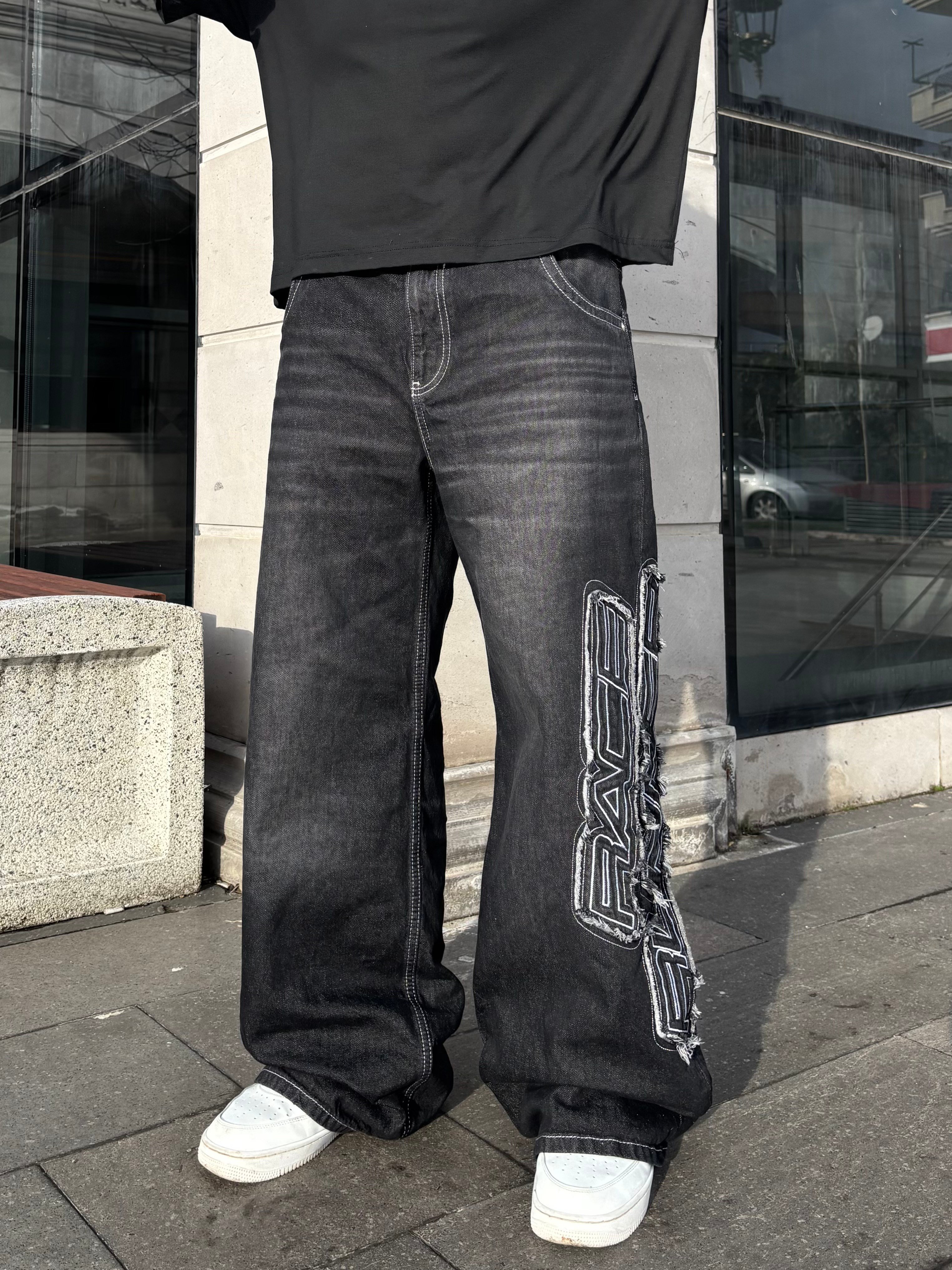Premium Race Runner Nakışlı Denim Pants