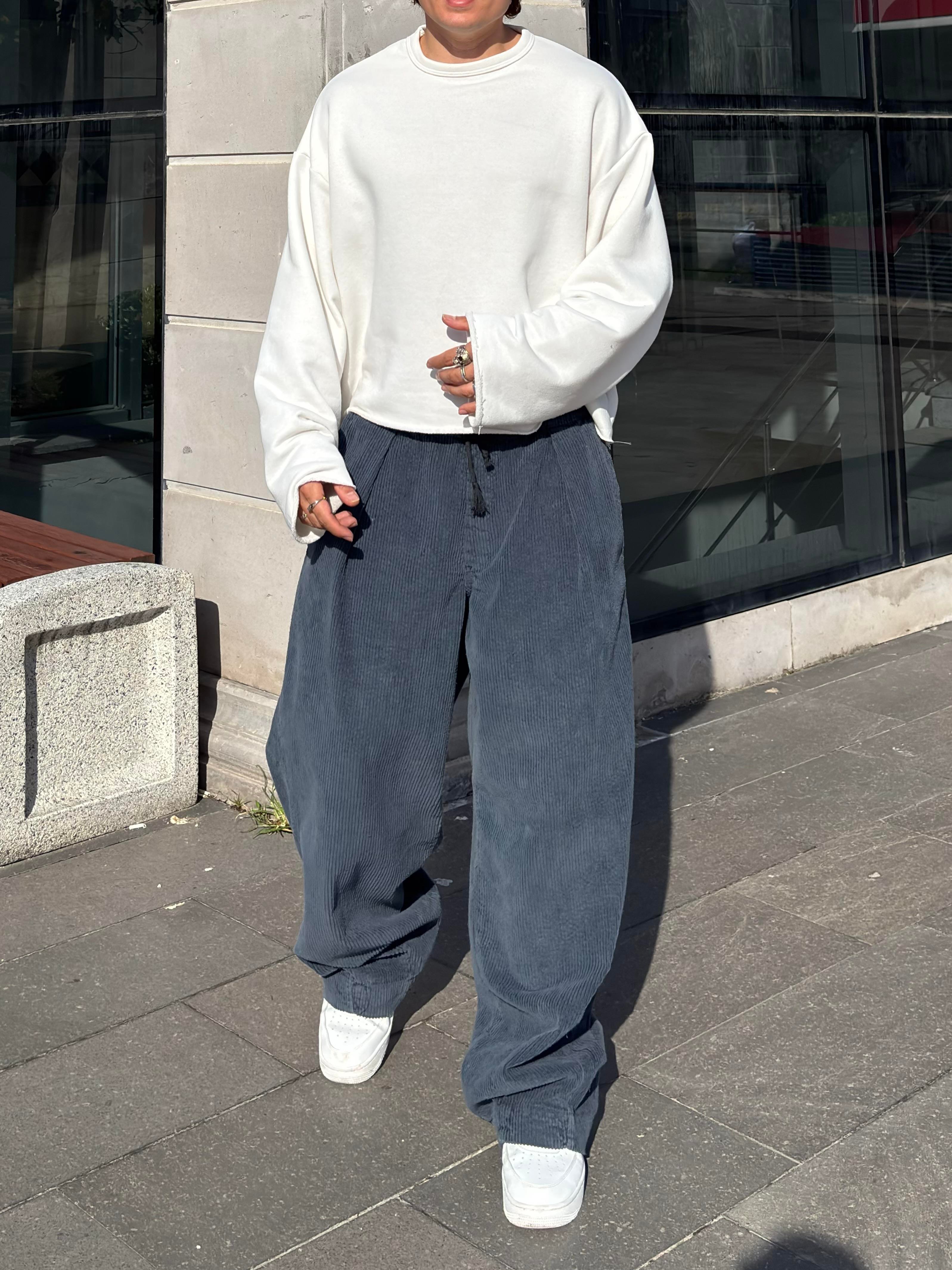 Premium Sapphire Conduroy  Baggy Pants