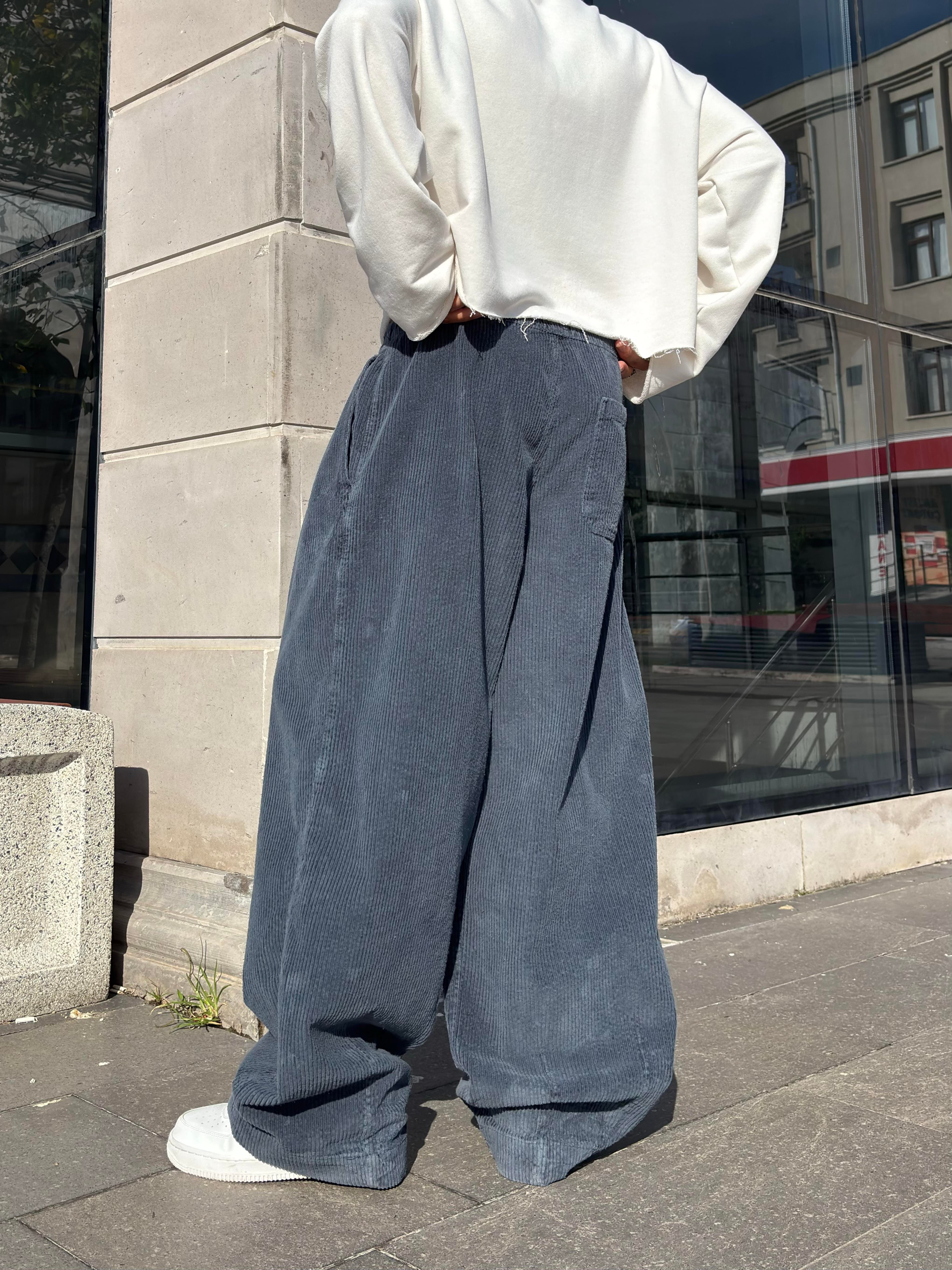 Premium Sapphire Conduroy  Baggy Pants