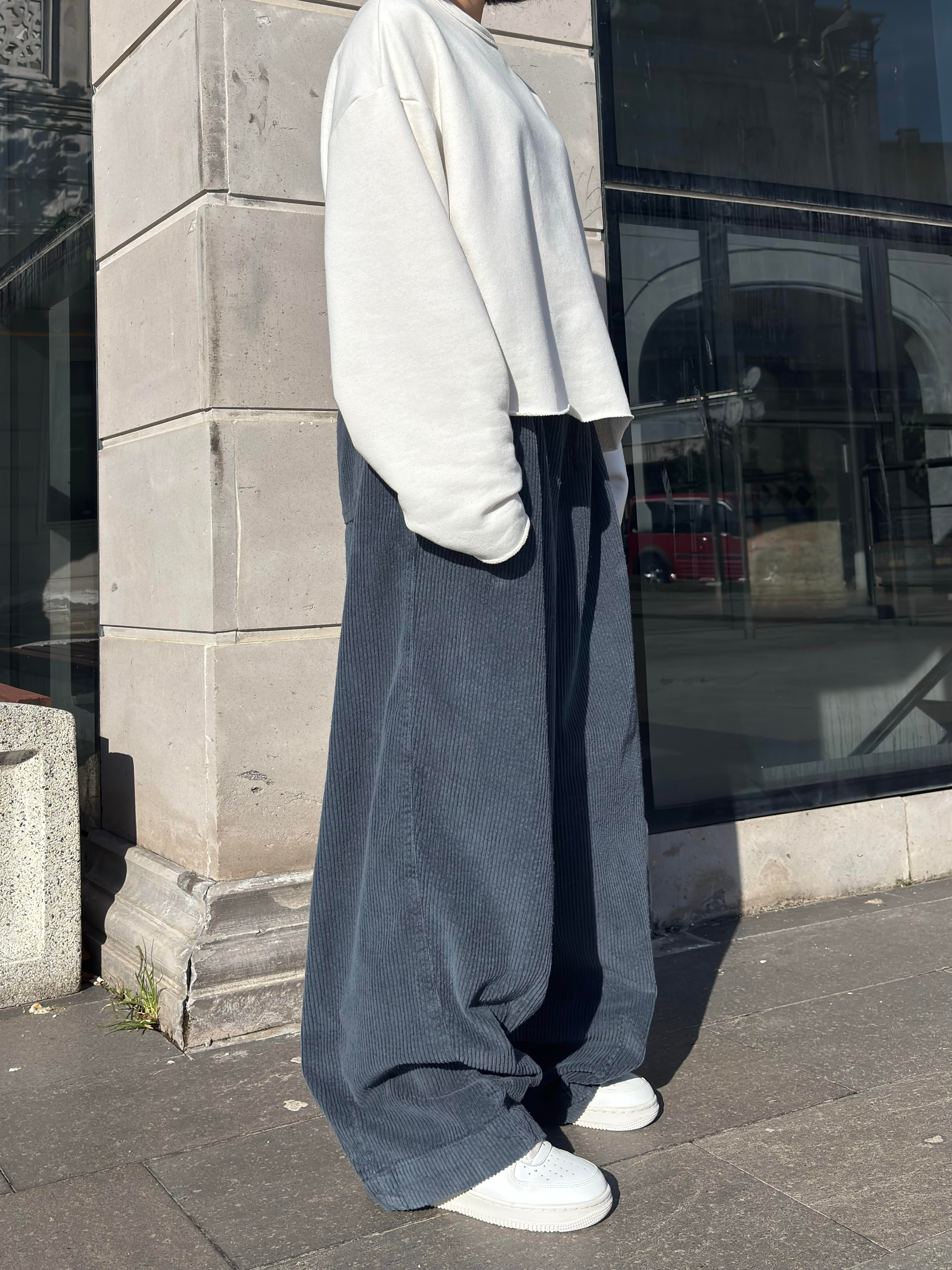 Premium Sapphire Conduroy  Baggy Pants