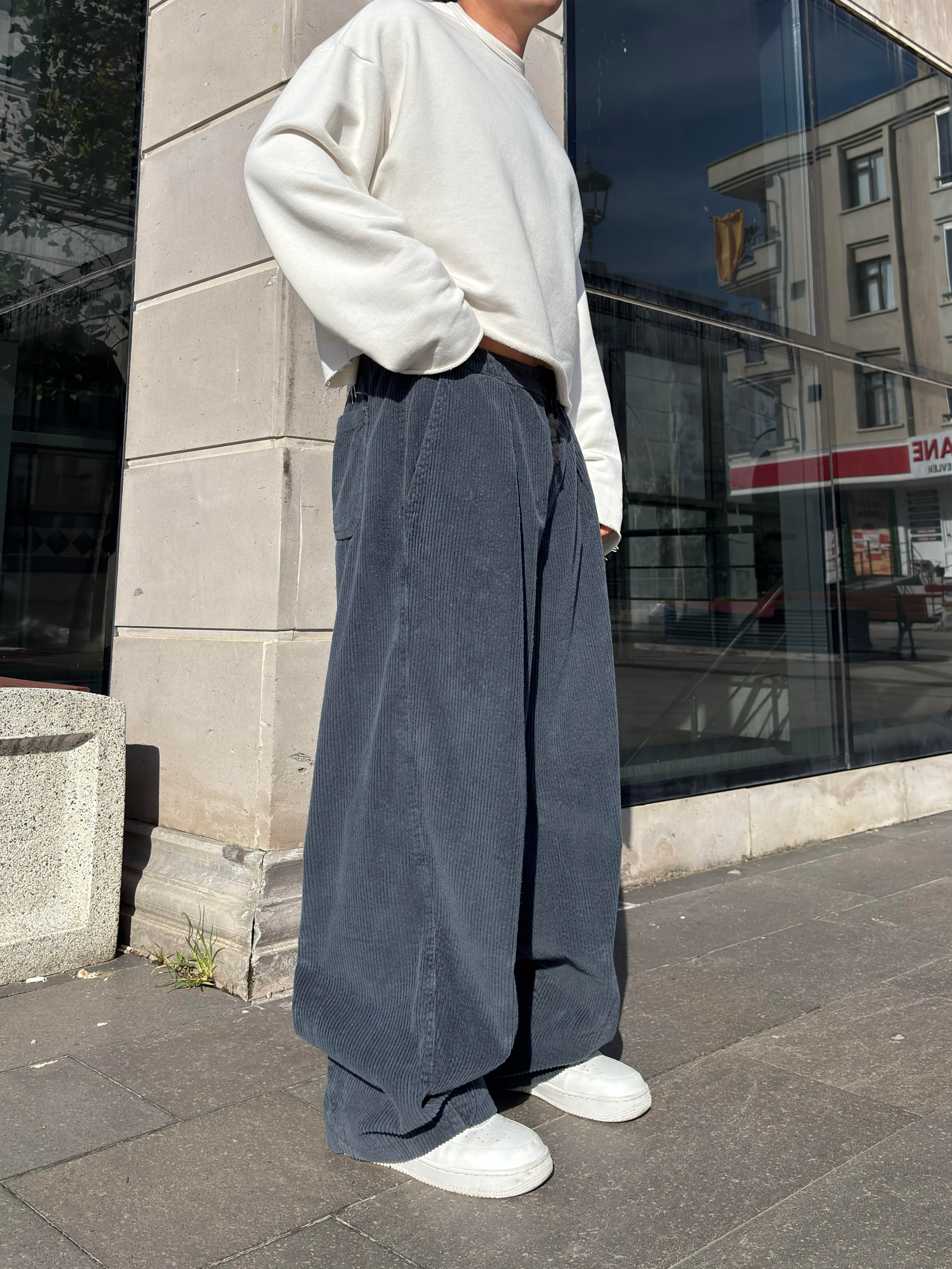 Premium Sapphire Conduroy  Baggy Pants