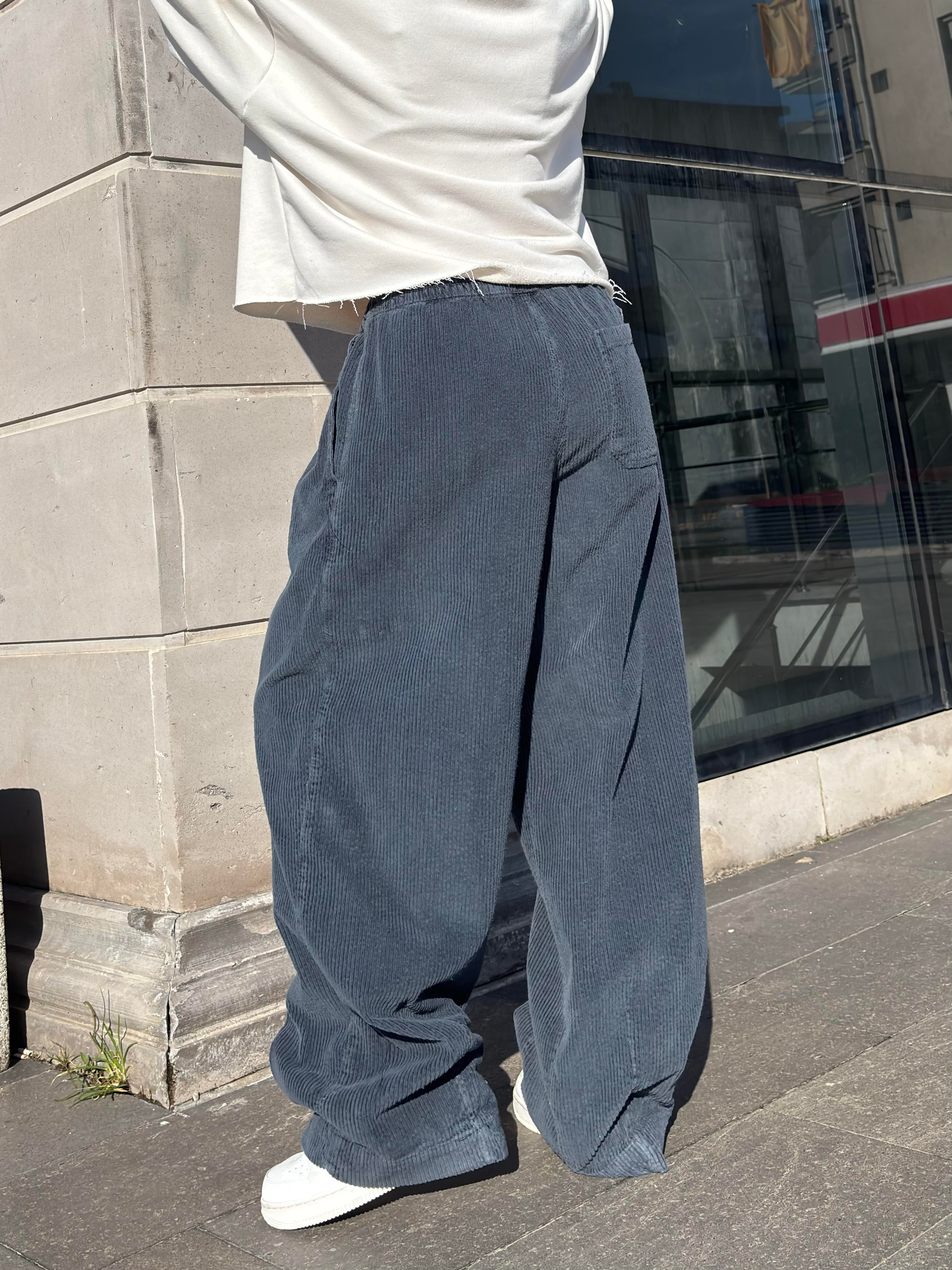 Premium Sapphire Conduroy  Baggy Pants