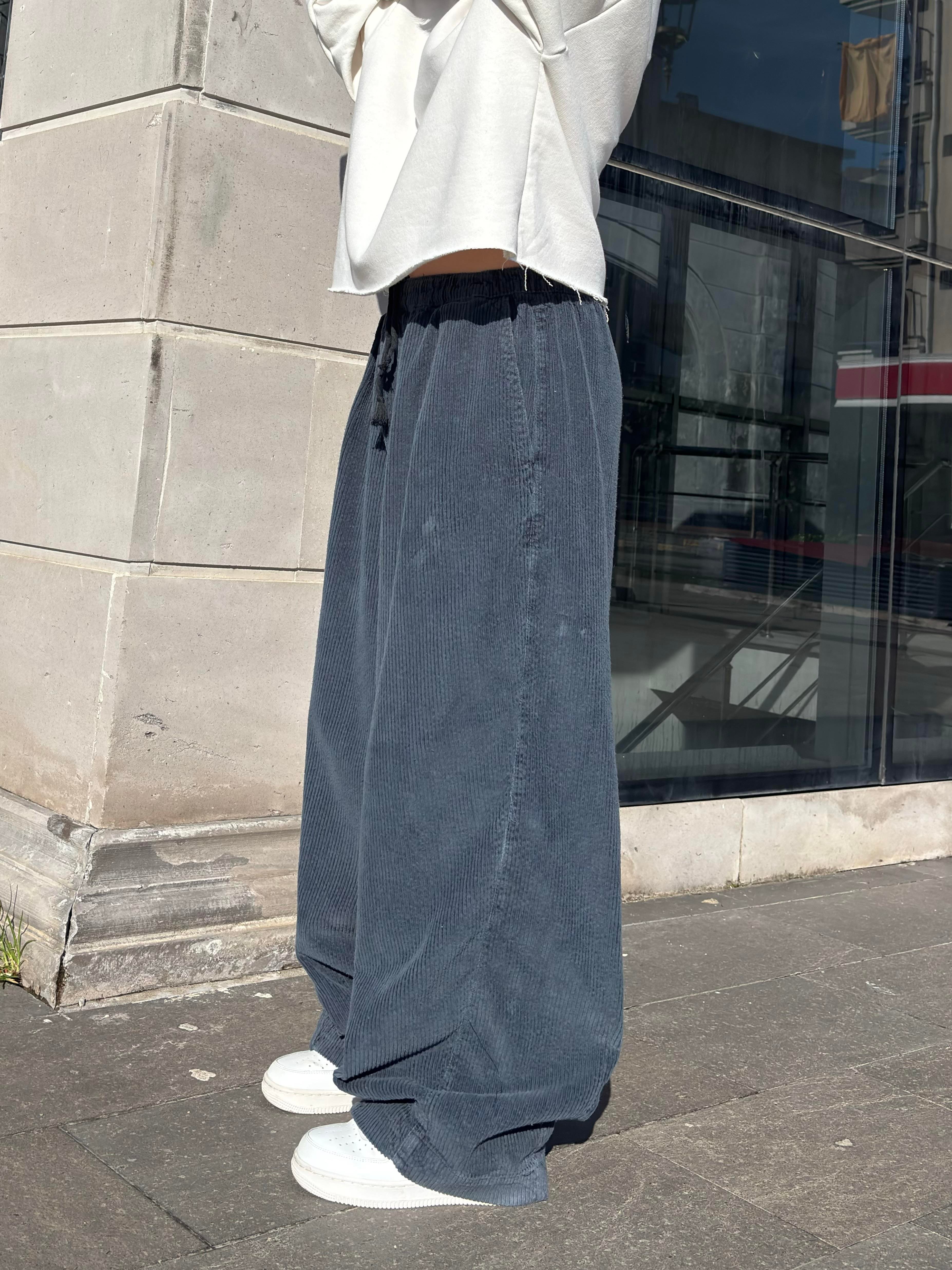 Premium Sapphire Conduroy  Baggy Pants